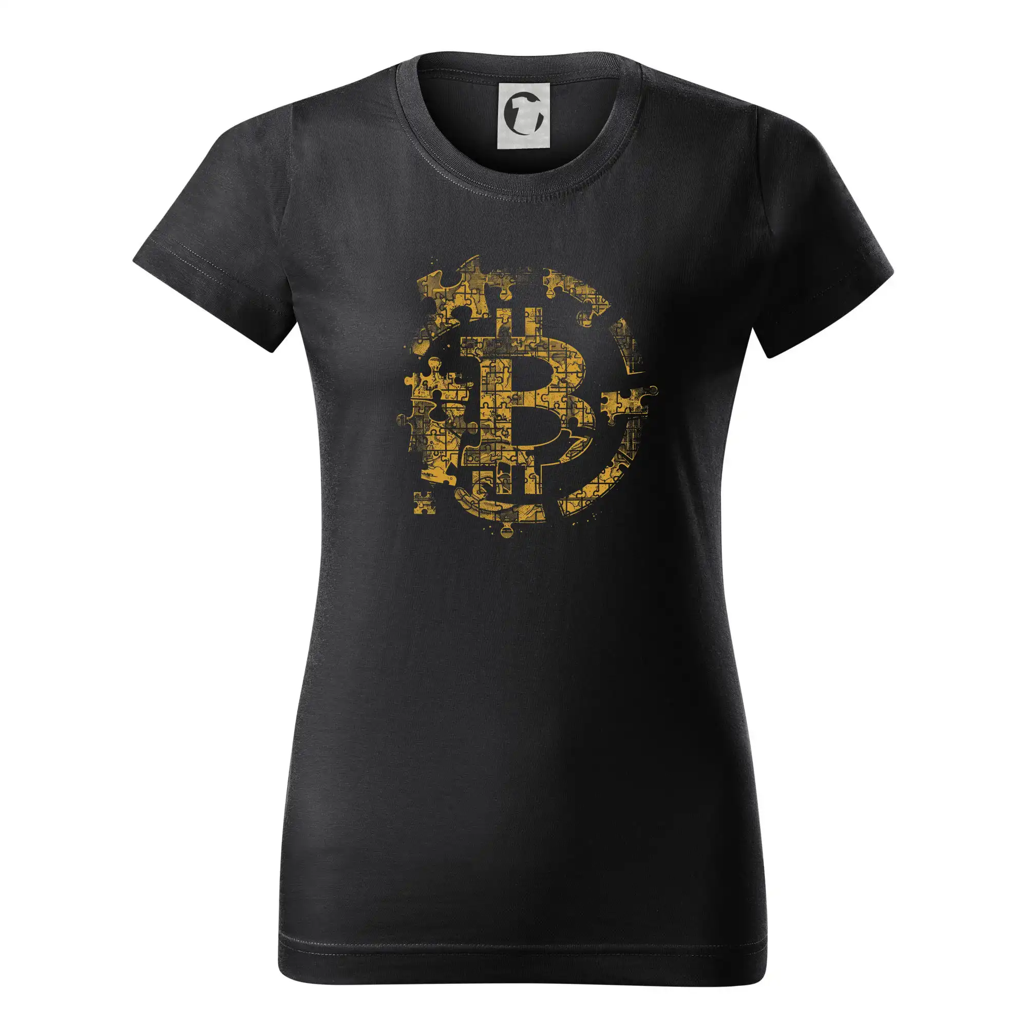 Logo bitcoin puzzle - Dámske tričko basic - ľahko voľnejšie a dlhšie