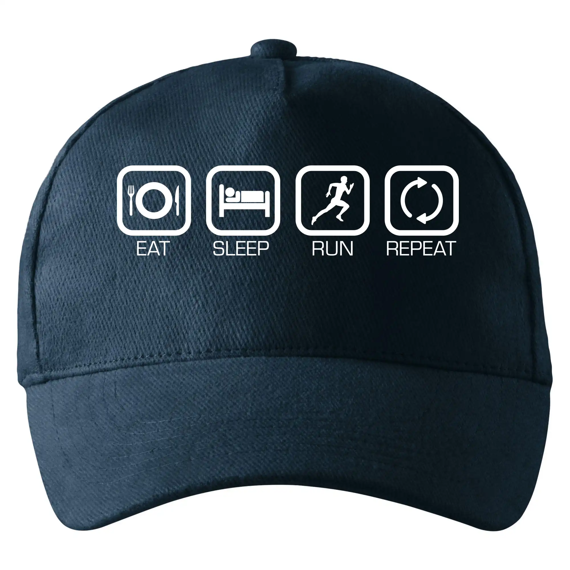 Tričká pre bežcov - Eat sleep run repeat v rade - Šiltovka so zahnutým šiltom a mosaznou sponou