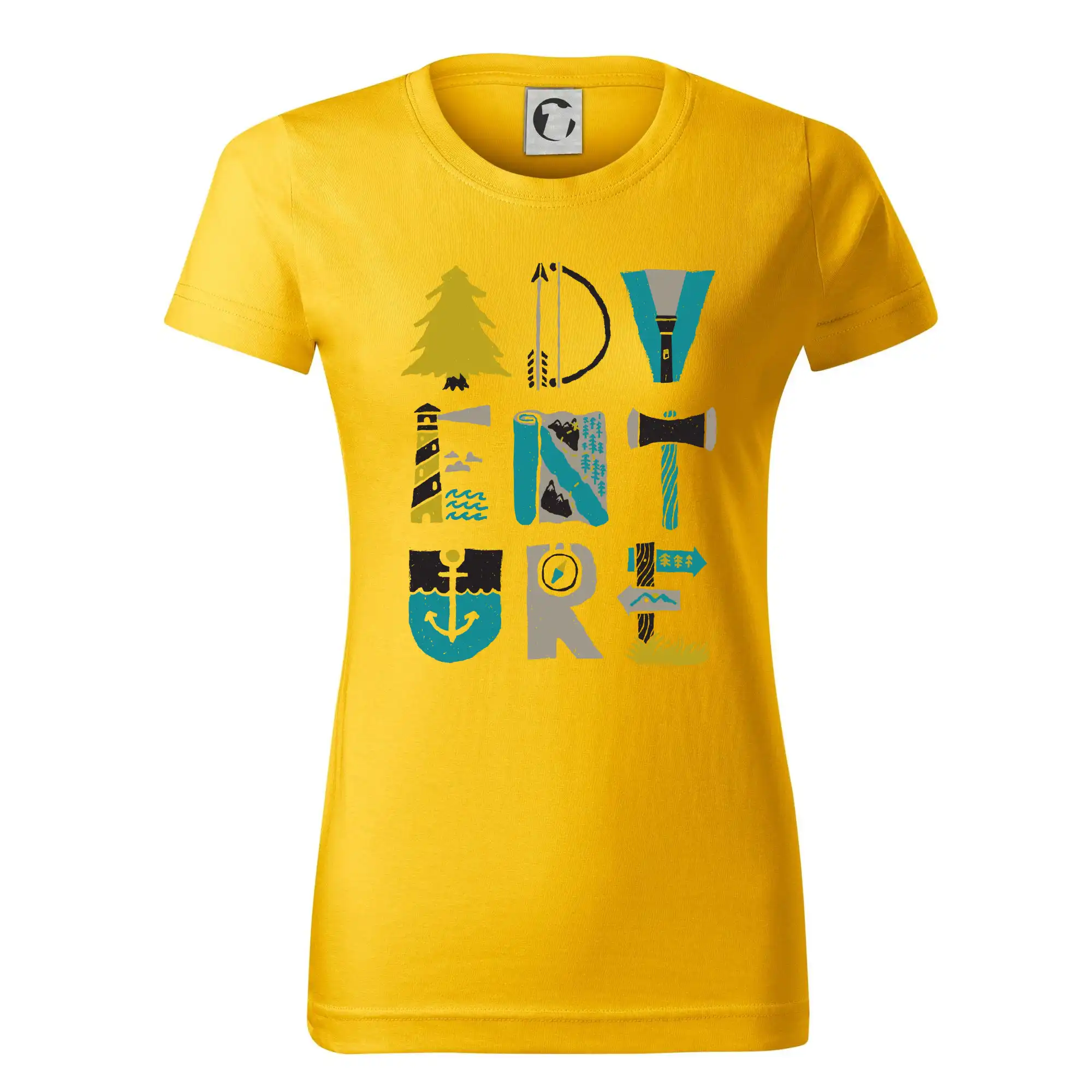 Trička na kempovanie - Adventure font - Dámske tričko basic - ľahko voľnejšie a dlhšie