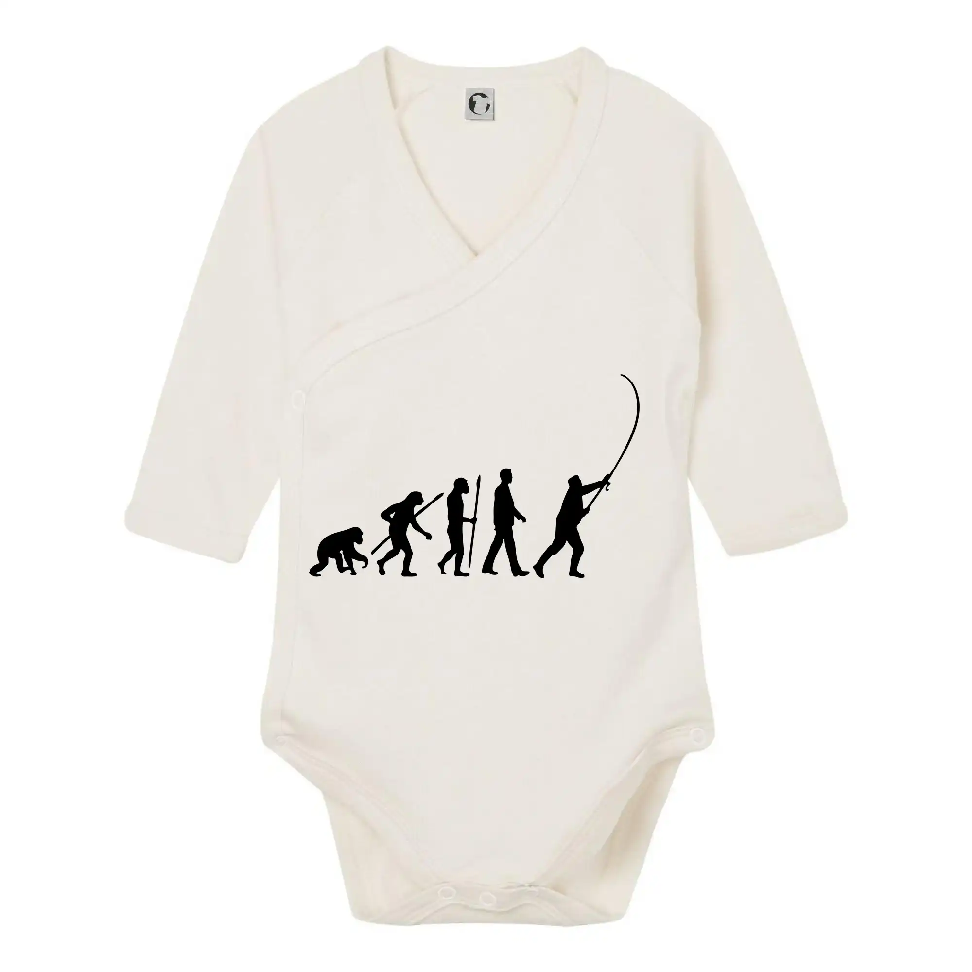 Tričká pre rybárov s potlačou - Evolúcia rybárčenie - Body zavinovacie s dlhým rukávom