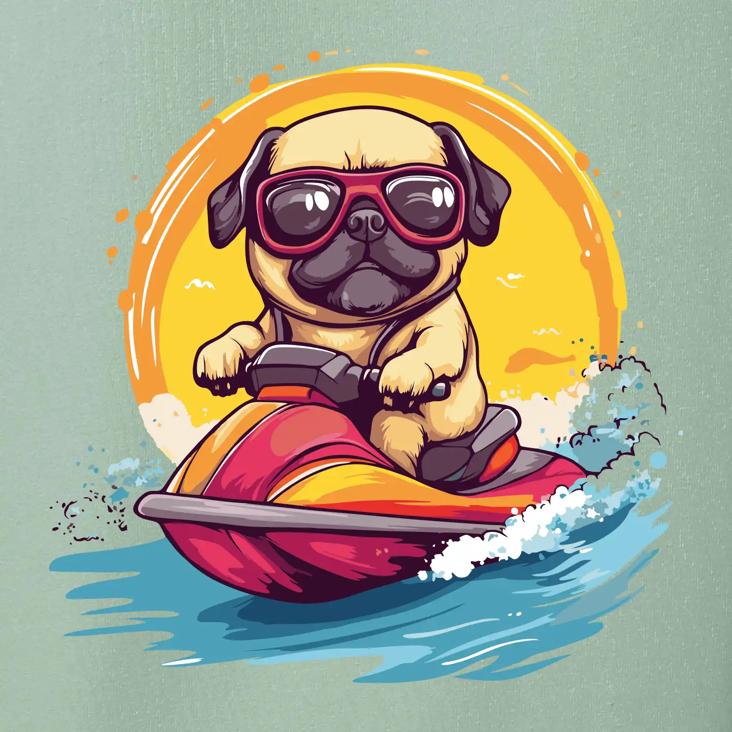 Mops na vodním skútru