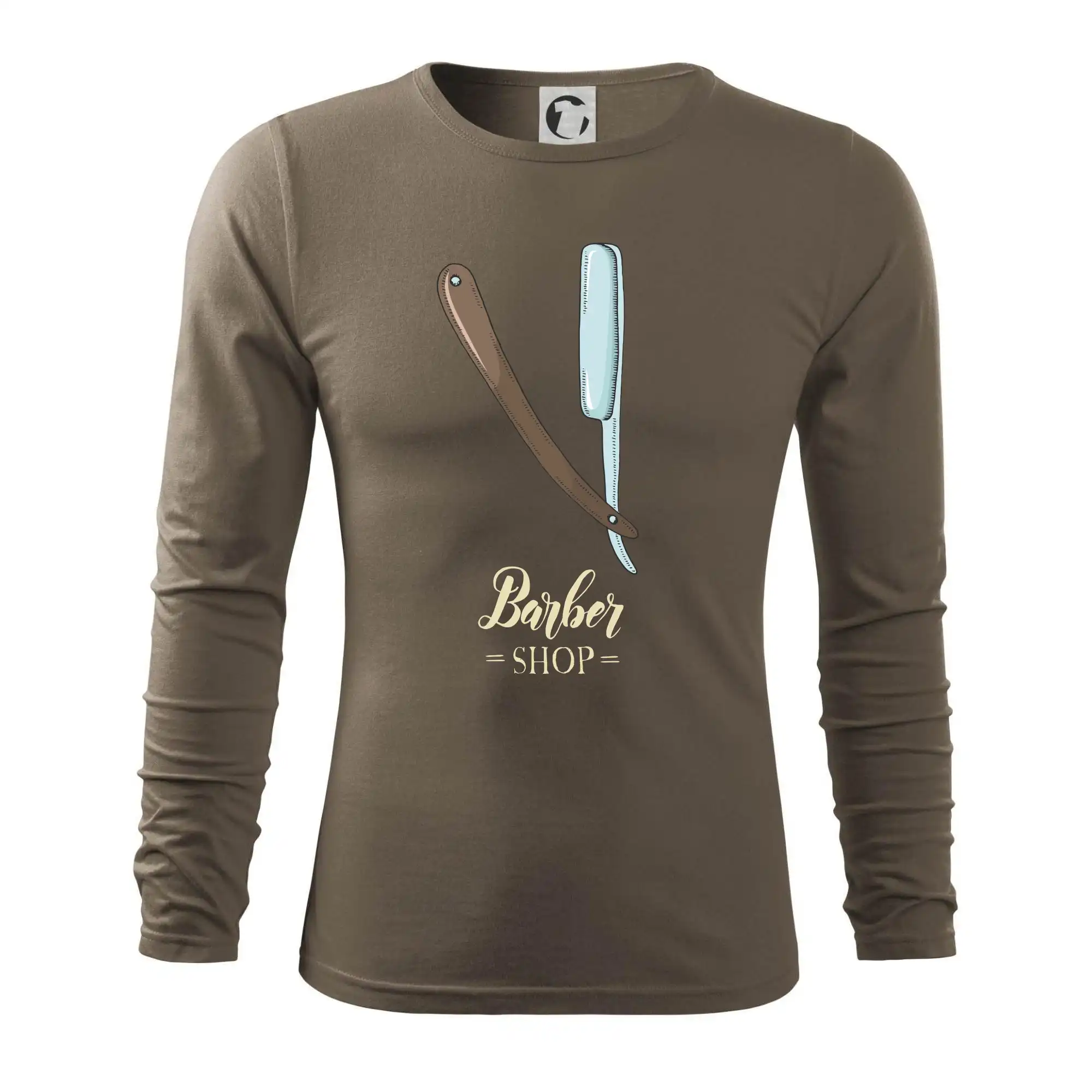 Vtipné tričká do práce - Barber Shop britva - Tričko s dlhým rukávom FIT-T long sleeve