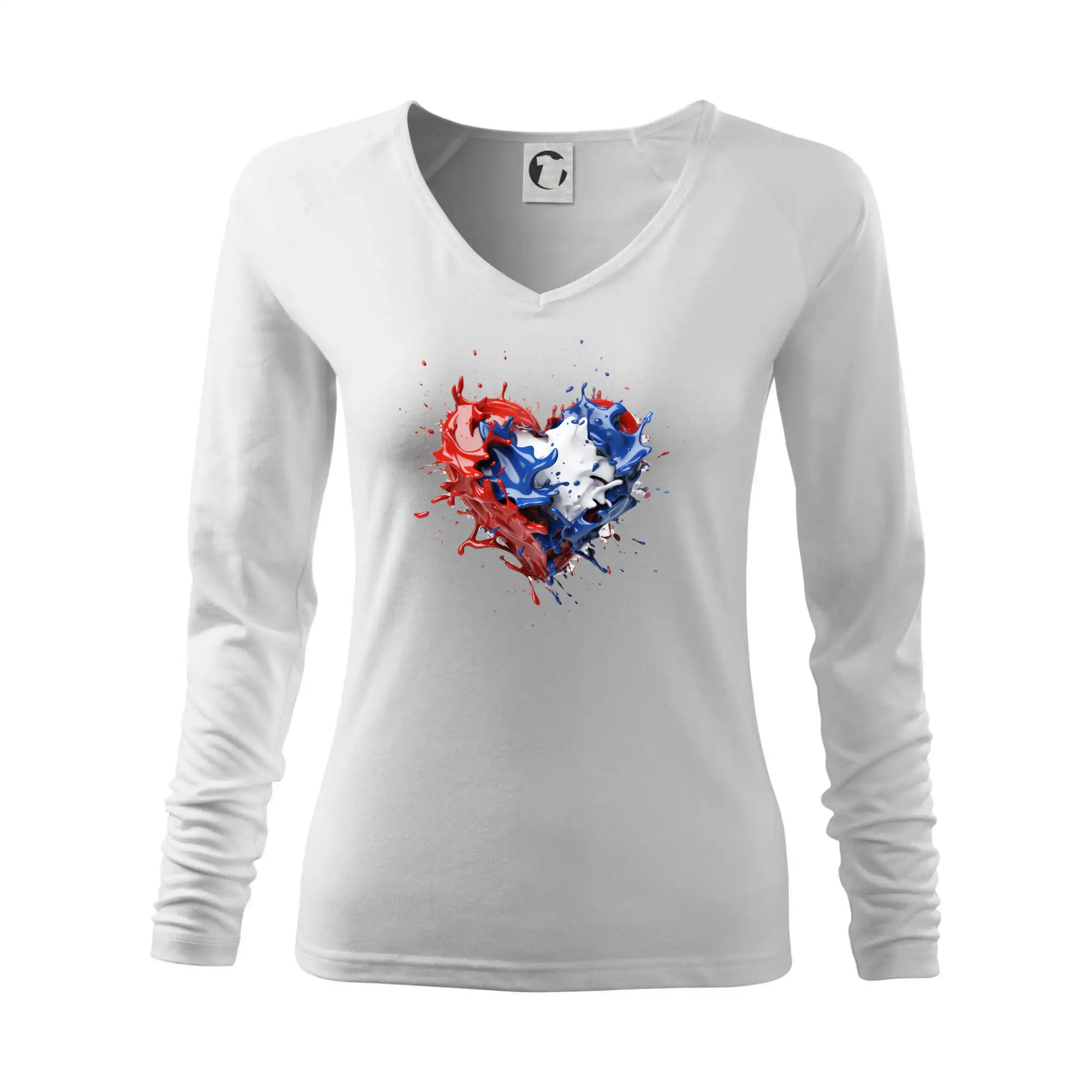 Motívy štátnych vlajok - Srdce rozprsknuté - Slovenské farby - Tričko dámske Elegance