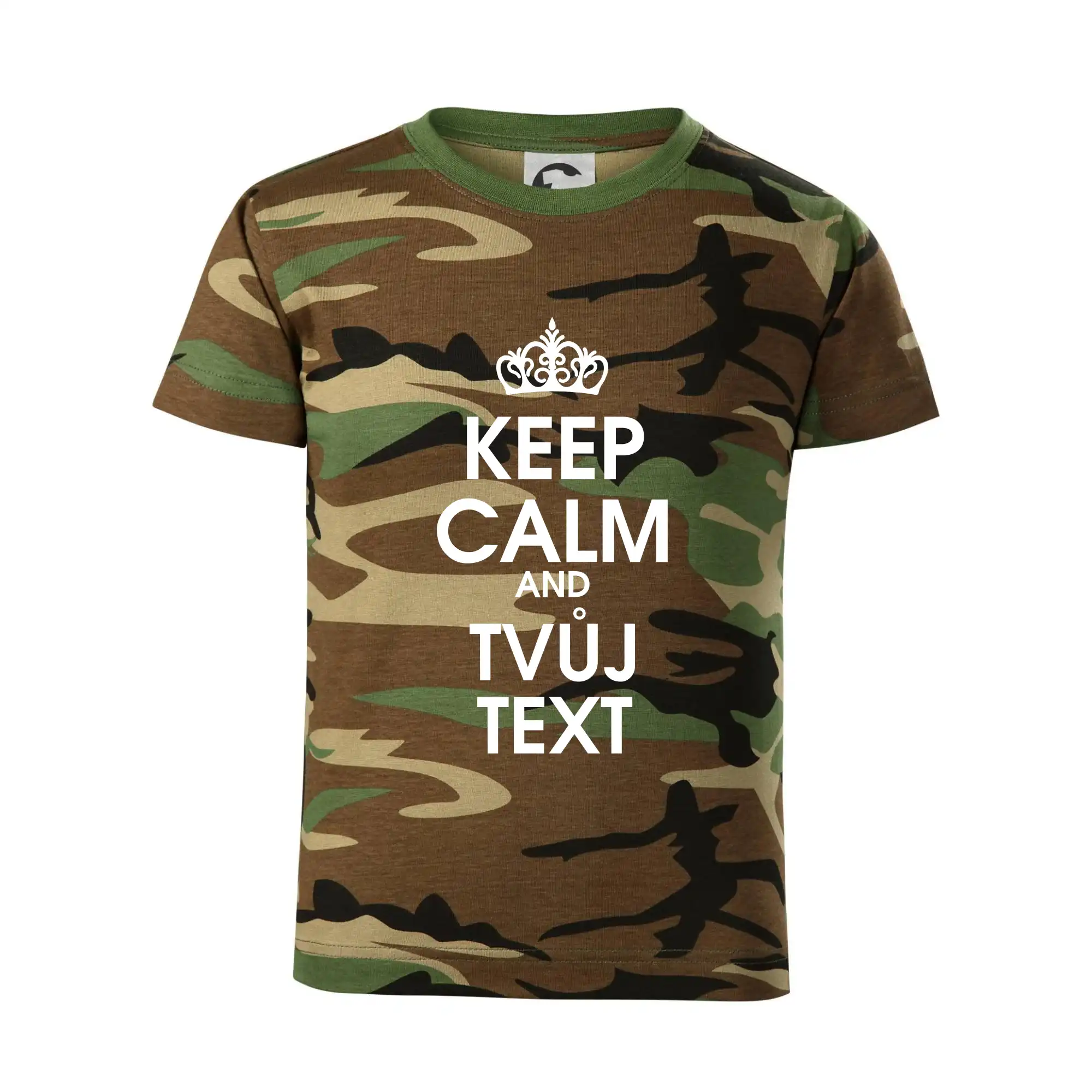 Tričká na párty - Keep calm - váš text - Detské maskáčové tričko