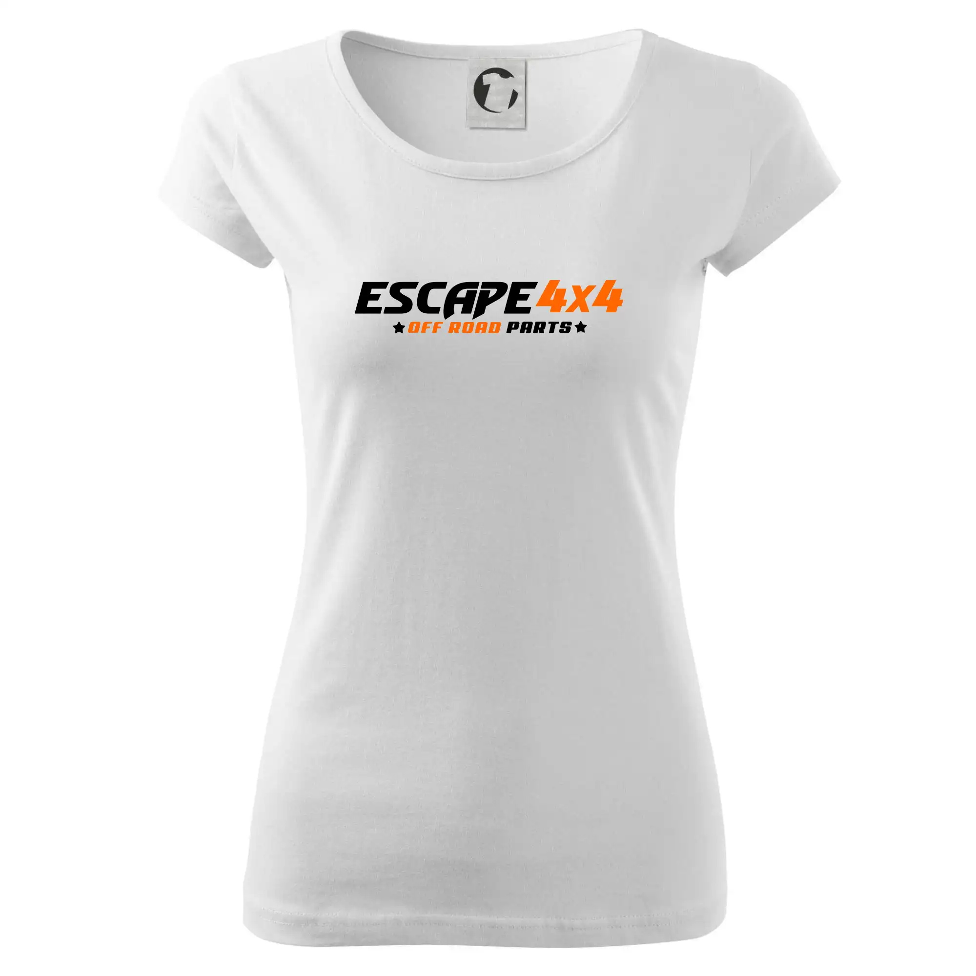 MyShirt tričká - Escape 4x4 Nápis vpředu a pneumatika na zádech - Dámske tričko Pure