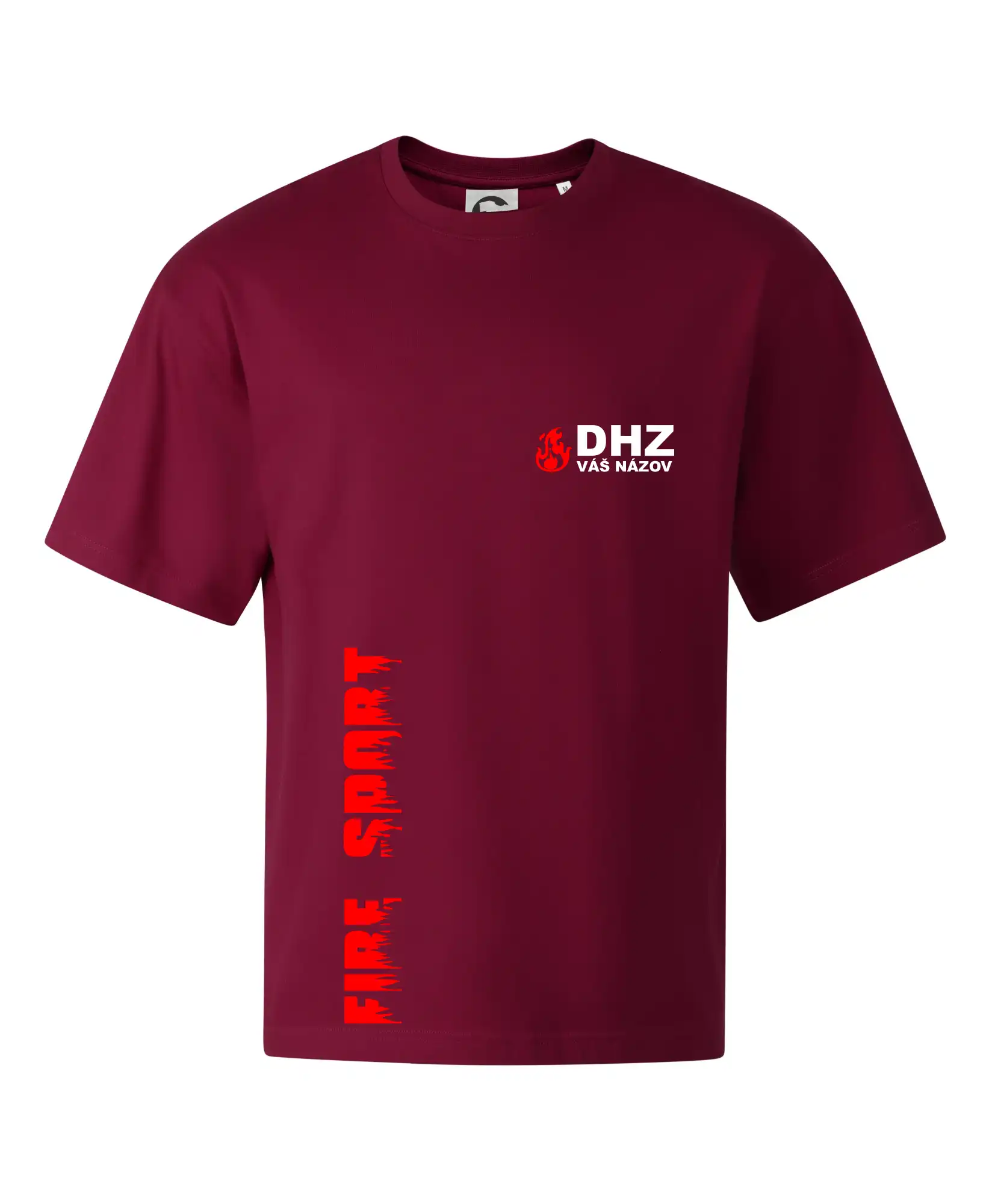 Originálne tričká pre hasičov - DHZ (oheň, firesport, názov sboru - vlastný nápis) - Stage unisex - OVERSIZE