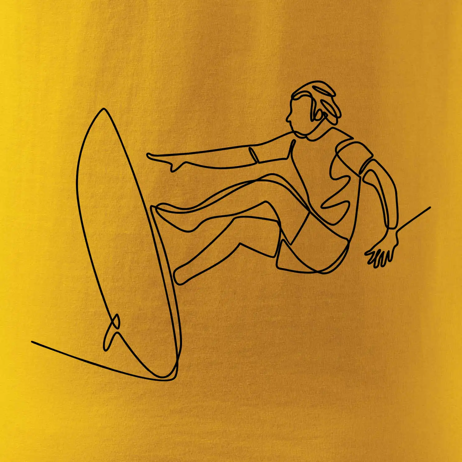 Surfař na vlně jedním tahem