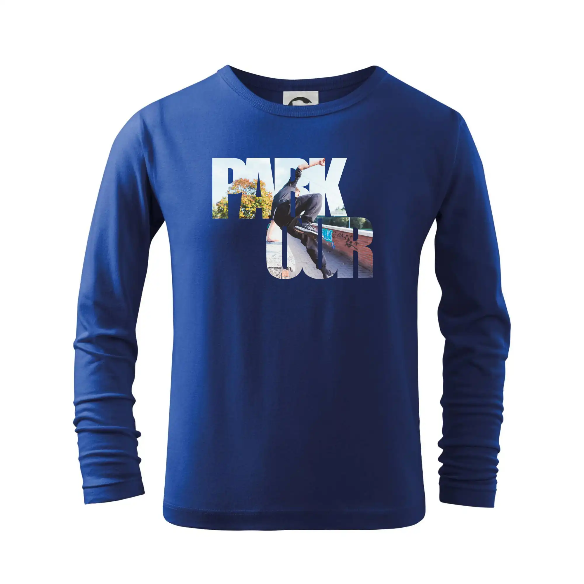 Ostatné športy - Parkour nápis v meste - Tričko detské Long Sleeve