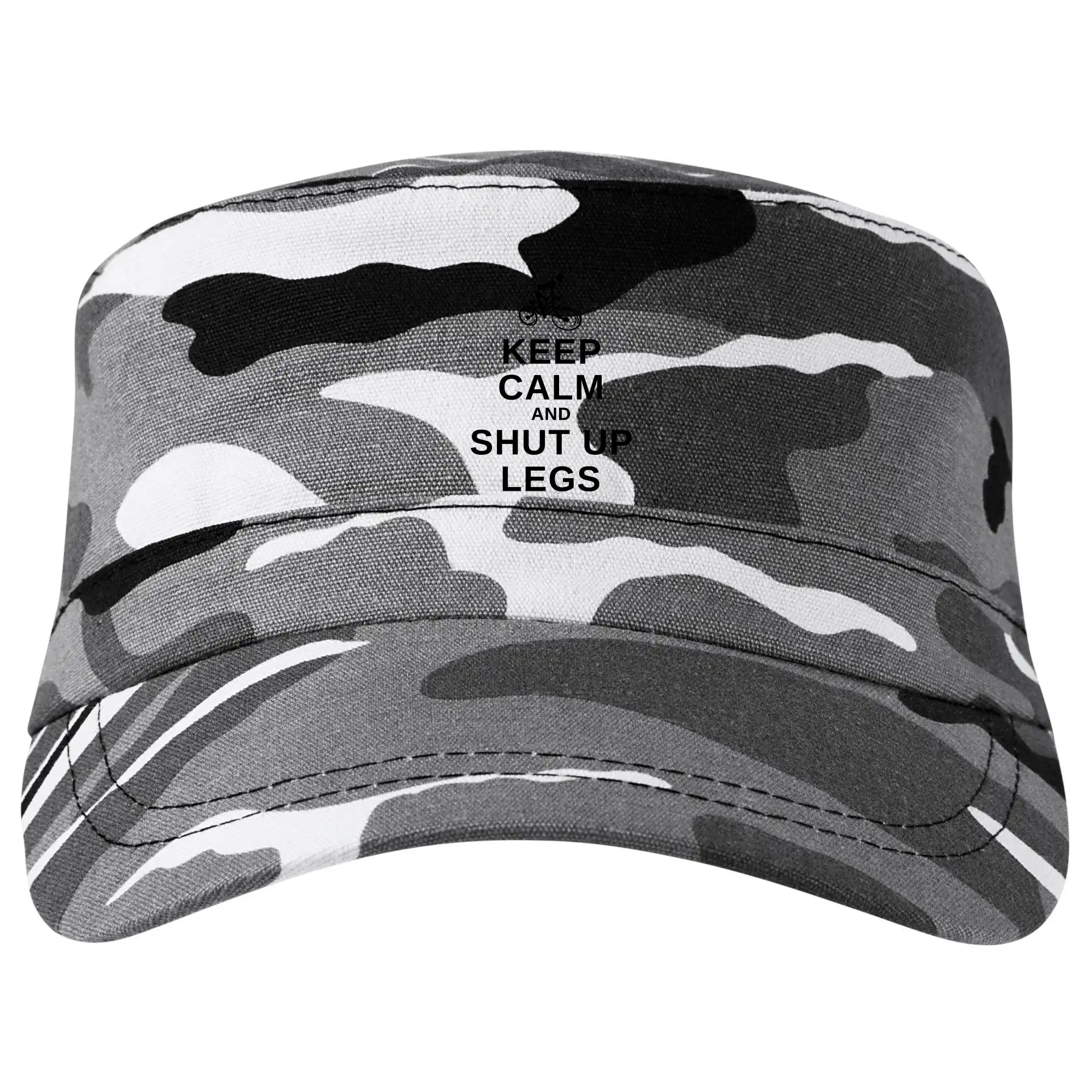 Tričko ako darček pre cyklistu - Keep calm and shut your legs - Šiltovka CAMO
