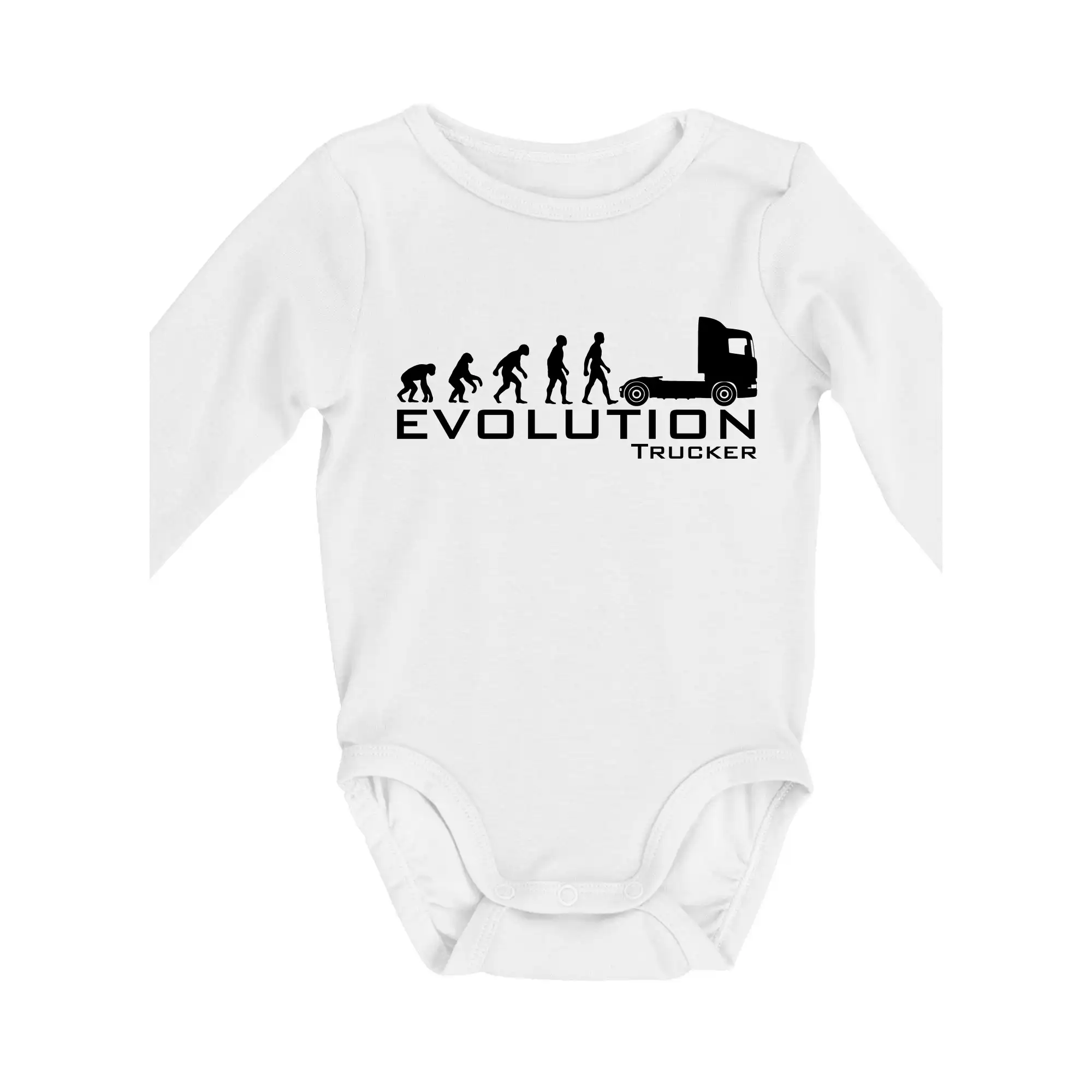 Auto tričká - Evolúcia trucker - Body dojčenské s dlhým rukávom