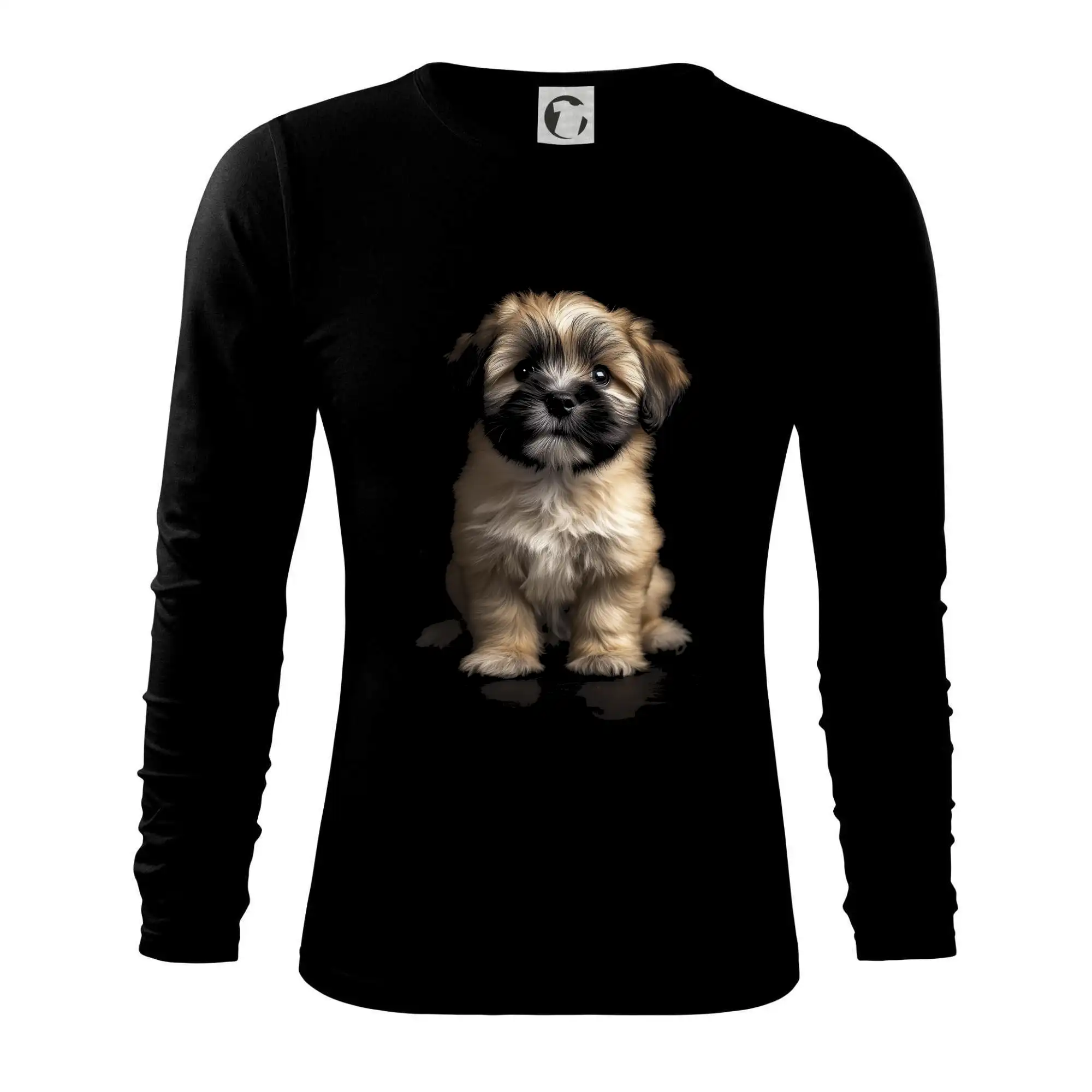 Ostatné psie plemená - Lhasa Apso šteňa čierna fotka - Tričko s dlhým rukávom FIT-T long sleeve