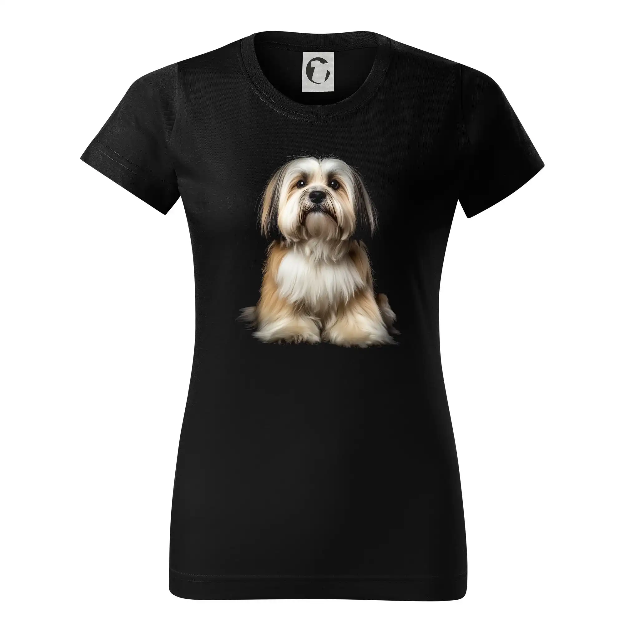 Ostatné psie plemená - Lhasa Apso čierna fotka - Dámske tričko basic - ľahko voľnejšie a dlhšie