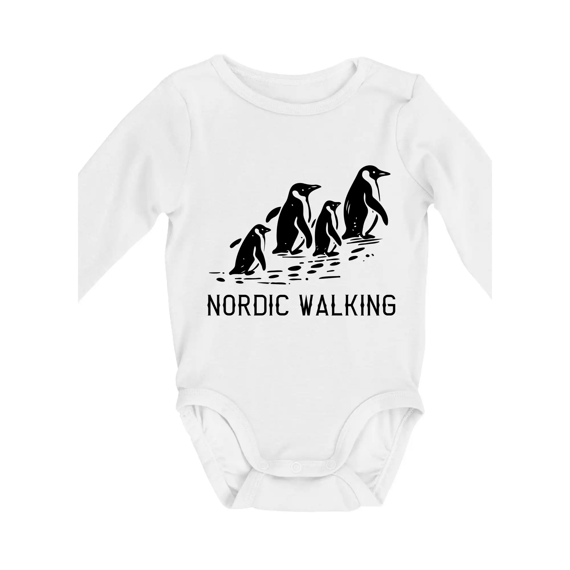 Trička pre cestovateľov - Nordic walking tučniaky - vintage - Body dojčenské s dlhým rukávom