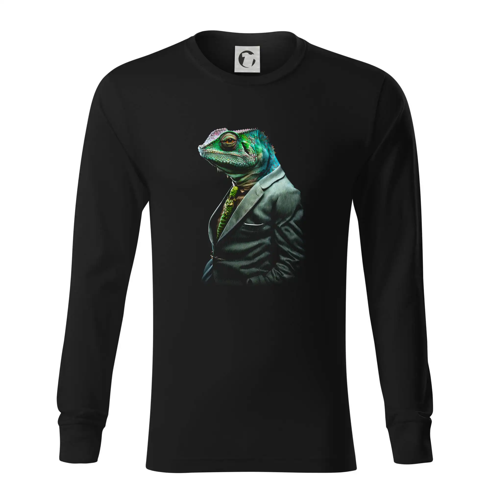 Tričká so zvieratami - Chameleon v obleku - Tričko s dlhým rukávom LS R05