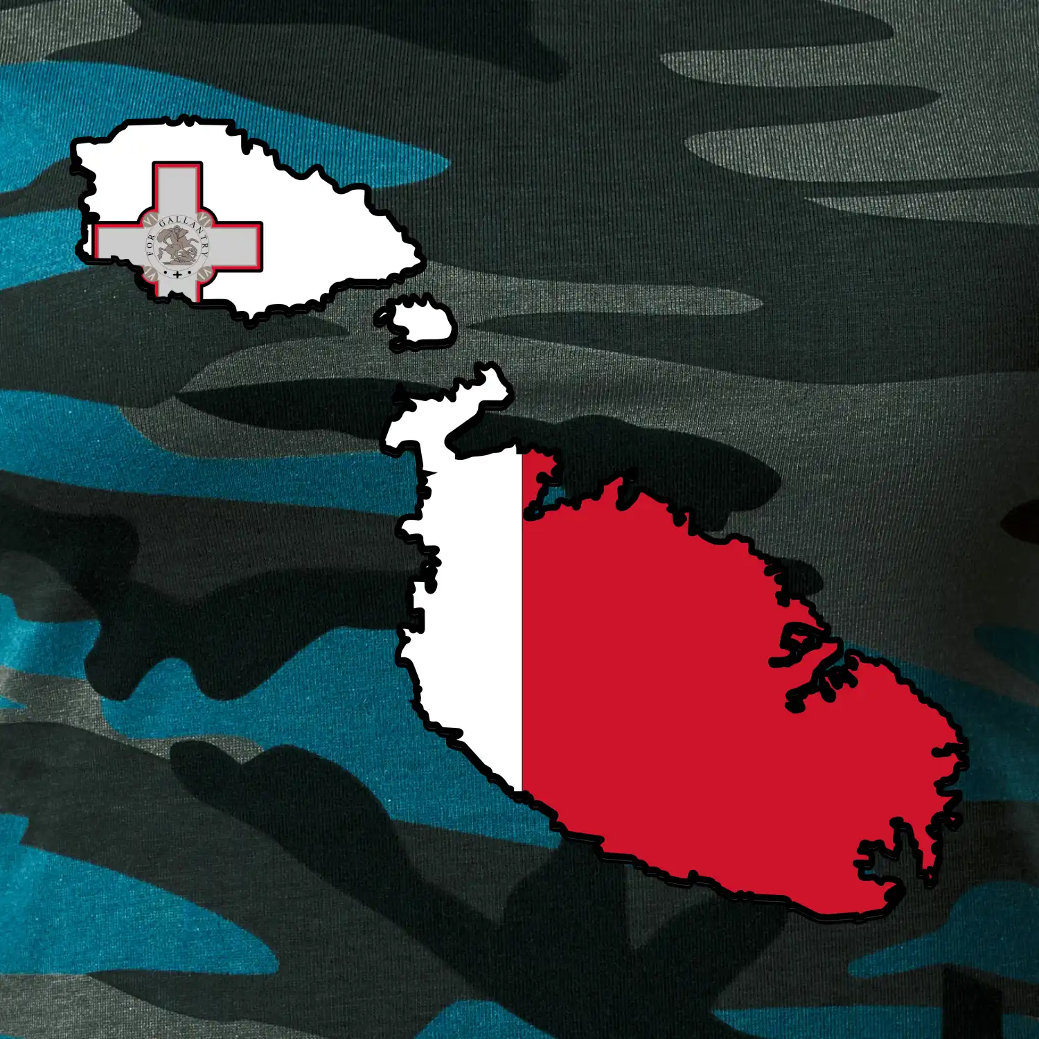 Mapa Malta s vlajkou