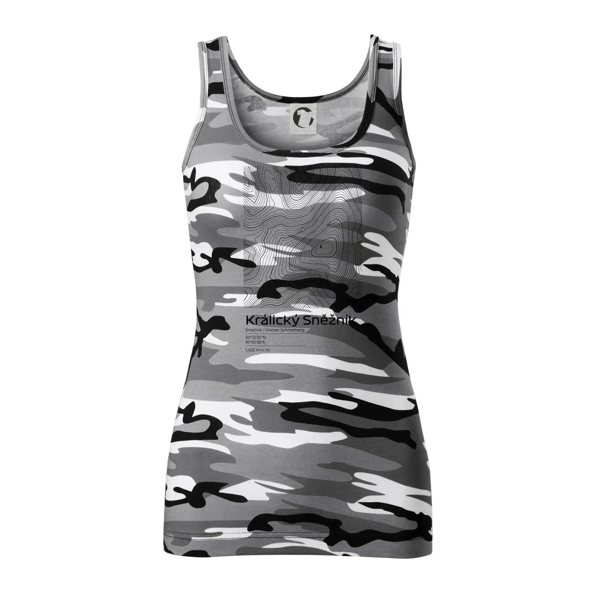 Králický Sněžník - vrstevnice v obdélníku