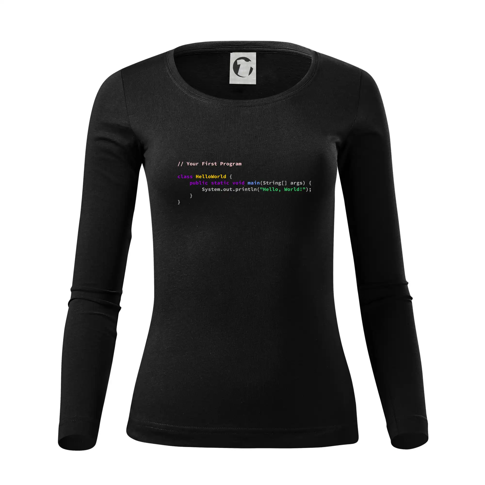 Tričká pre ajťákov - Hello world Java - Dámske tričko FIT-T LS - zužené
