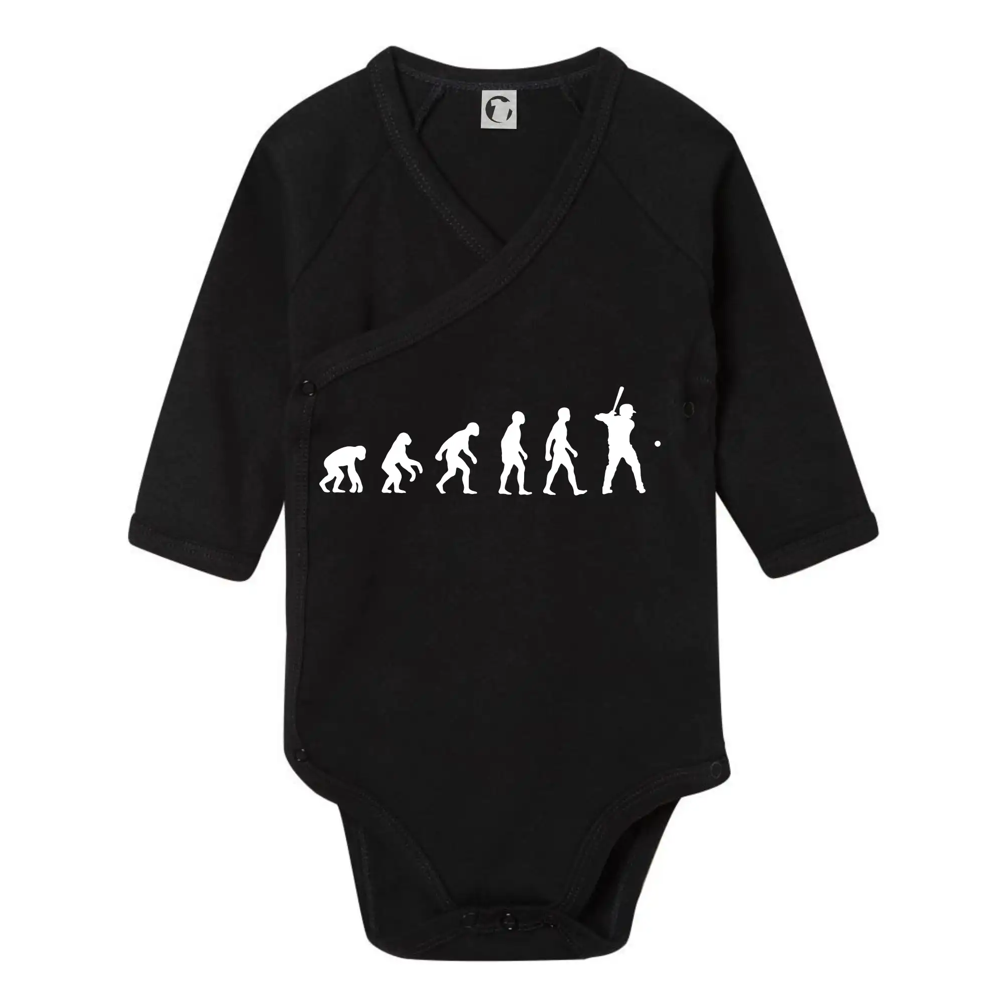 Tričká baseball - Evolúcia baseball pálkar náprah + loptička - Body zavinovacie s dlhým rukávom