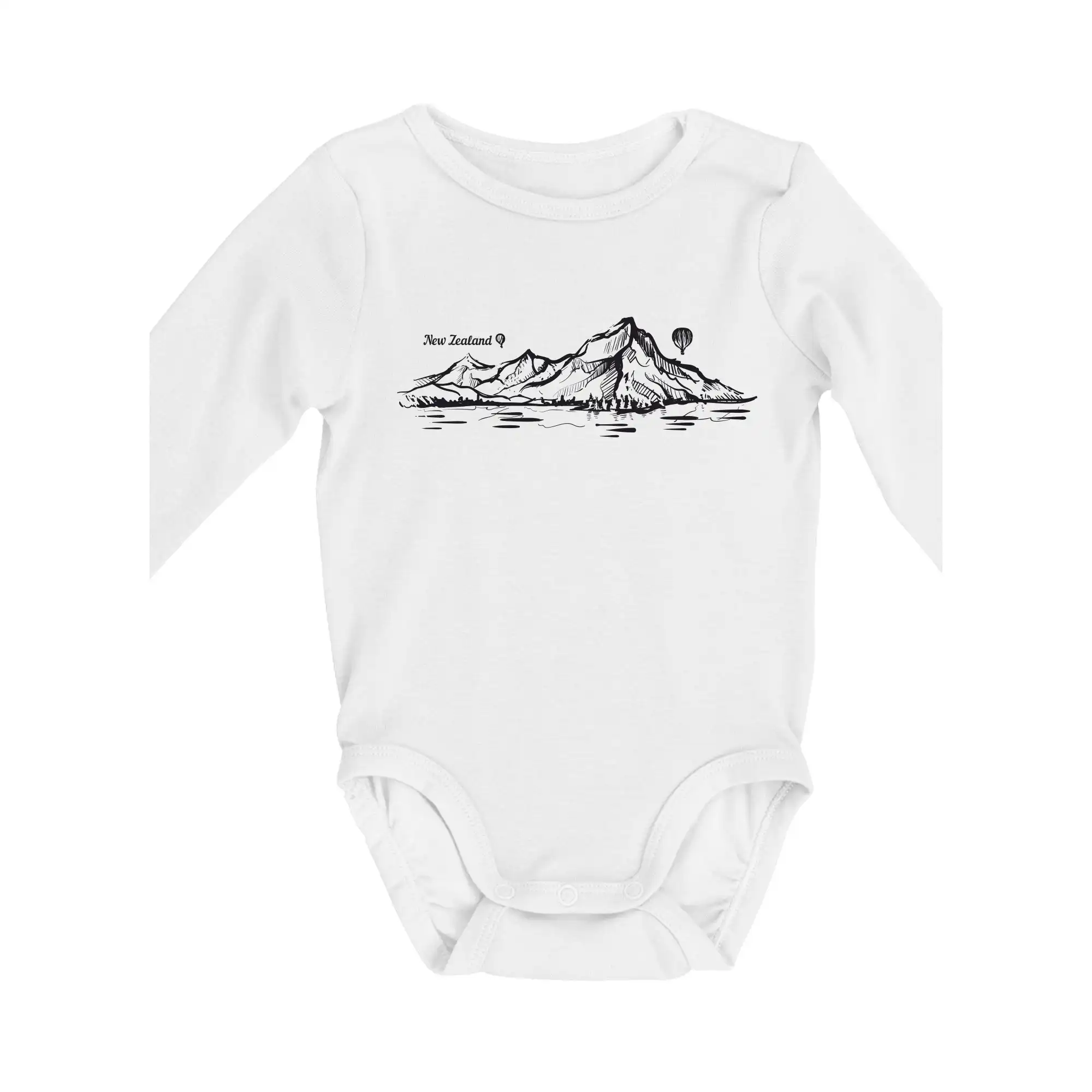 Ostatné mestá / miesta - Nový Zéland nápis a hory Aoraki - Mount Cook - Body dojčenské s dlhým rukávom