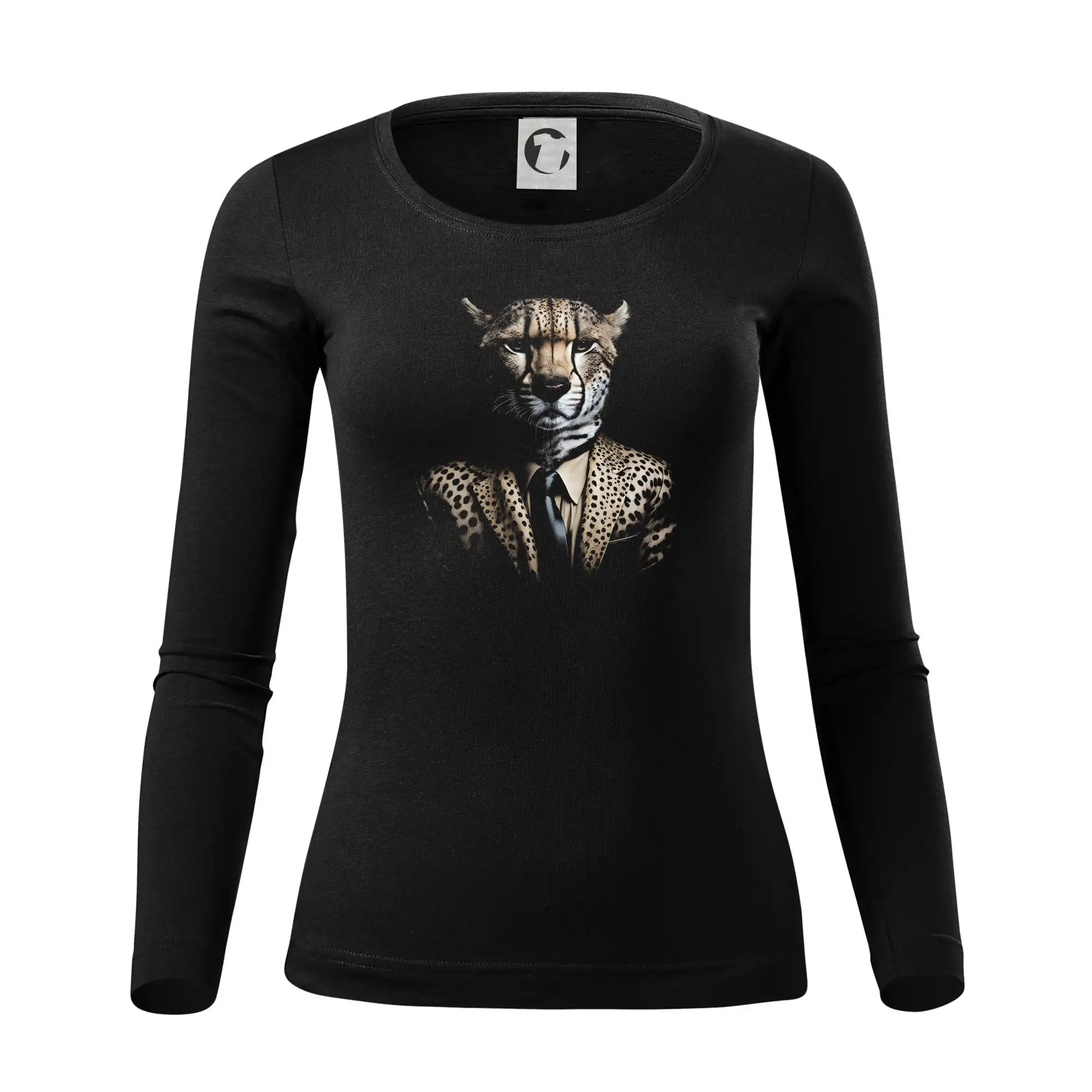 Tričká so zvieratami - Gepard v obleku - Dámske tričko FIT-T LS - zužené