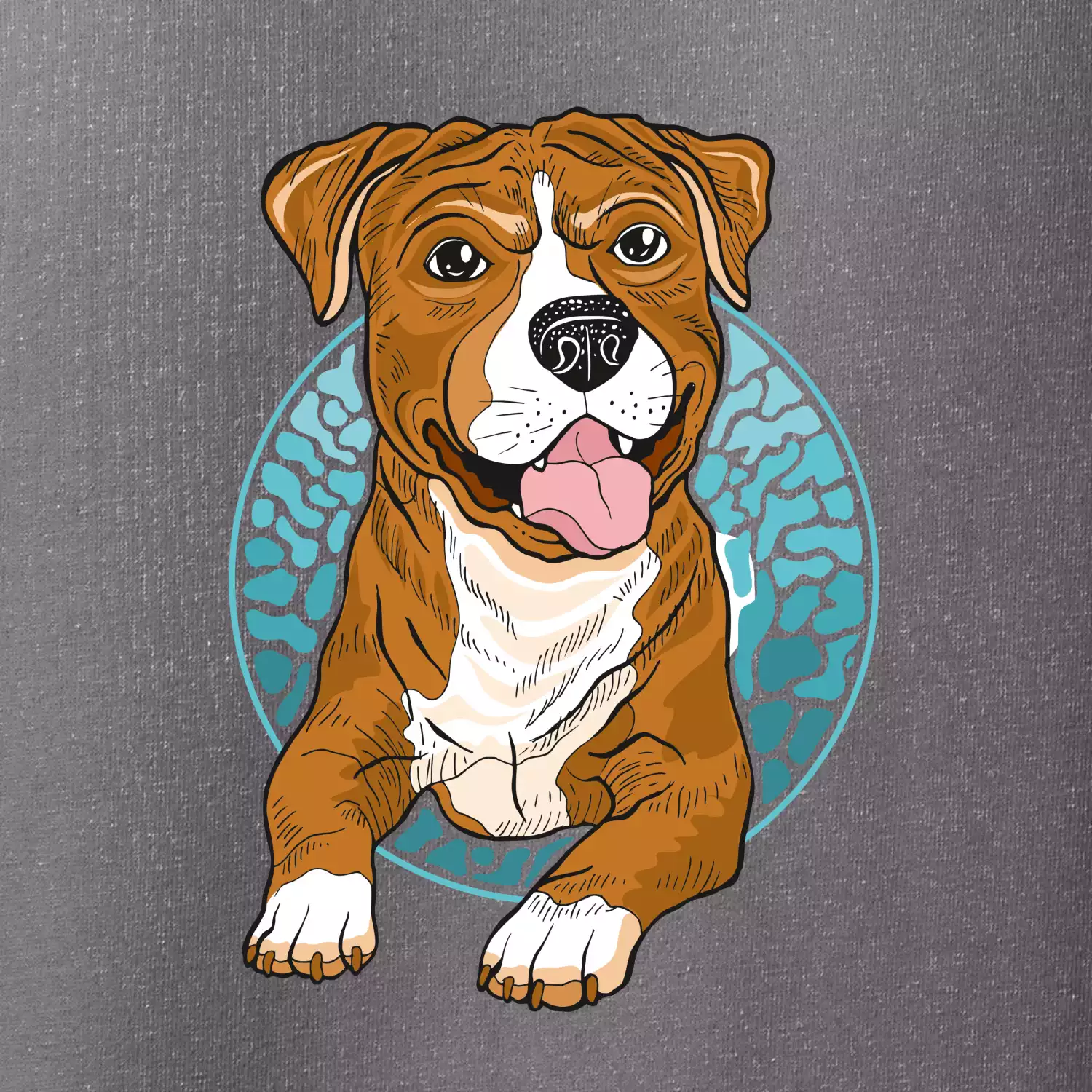 Americký staford kreslený v kolečku (Pecka design)