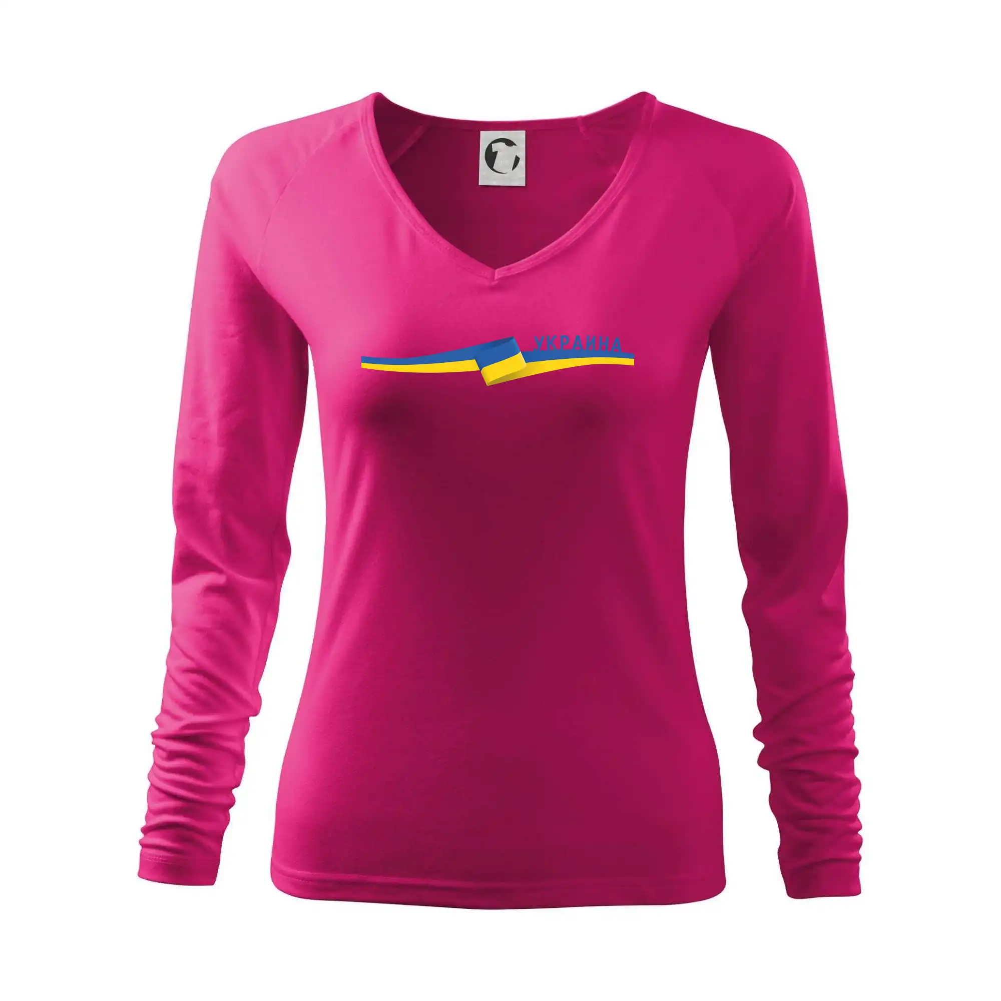 Tričká s vlajkou ukrajiny - Ukrajina vlajka stuha - Tričko dámske Elegance