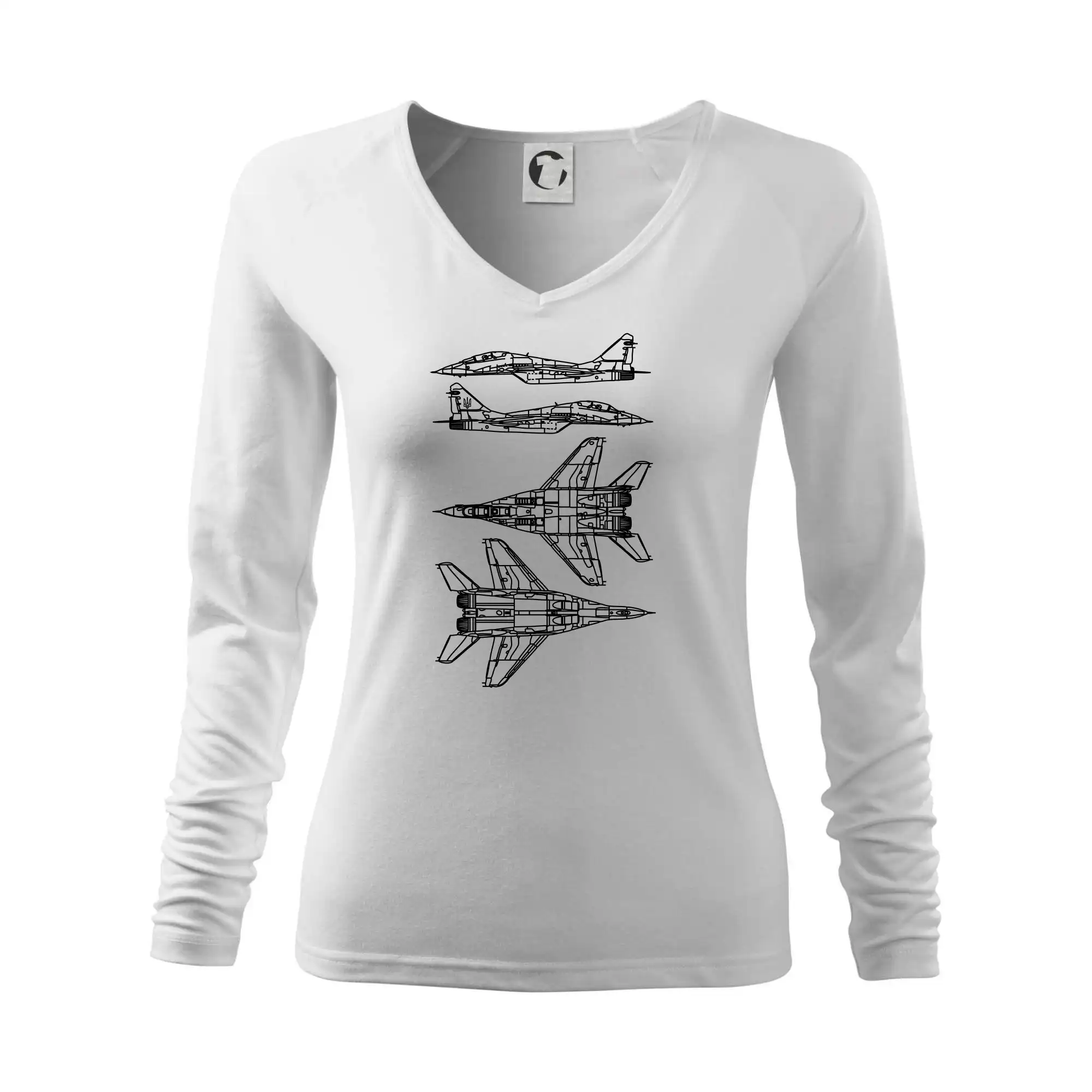 Tričká s vlajkou ukrajiny - Mig 29 Fulcrum - obrys - Tričko dámske Elegance