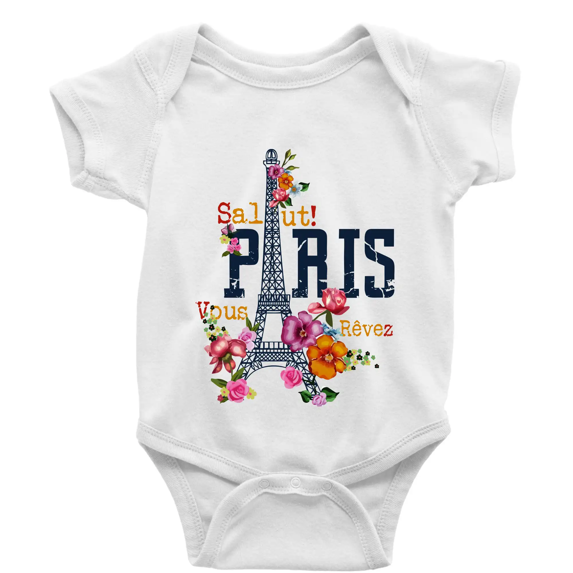 Tričká Francúzsko - Paris salut vous revez - Body dojčenské s krátkym rukávom