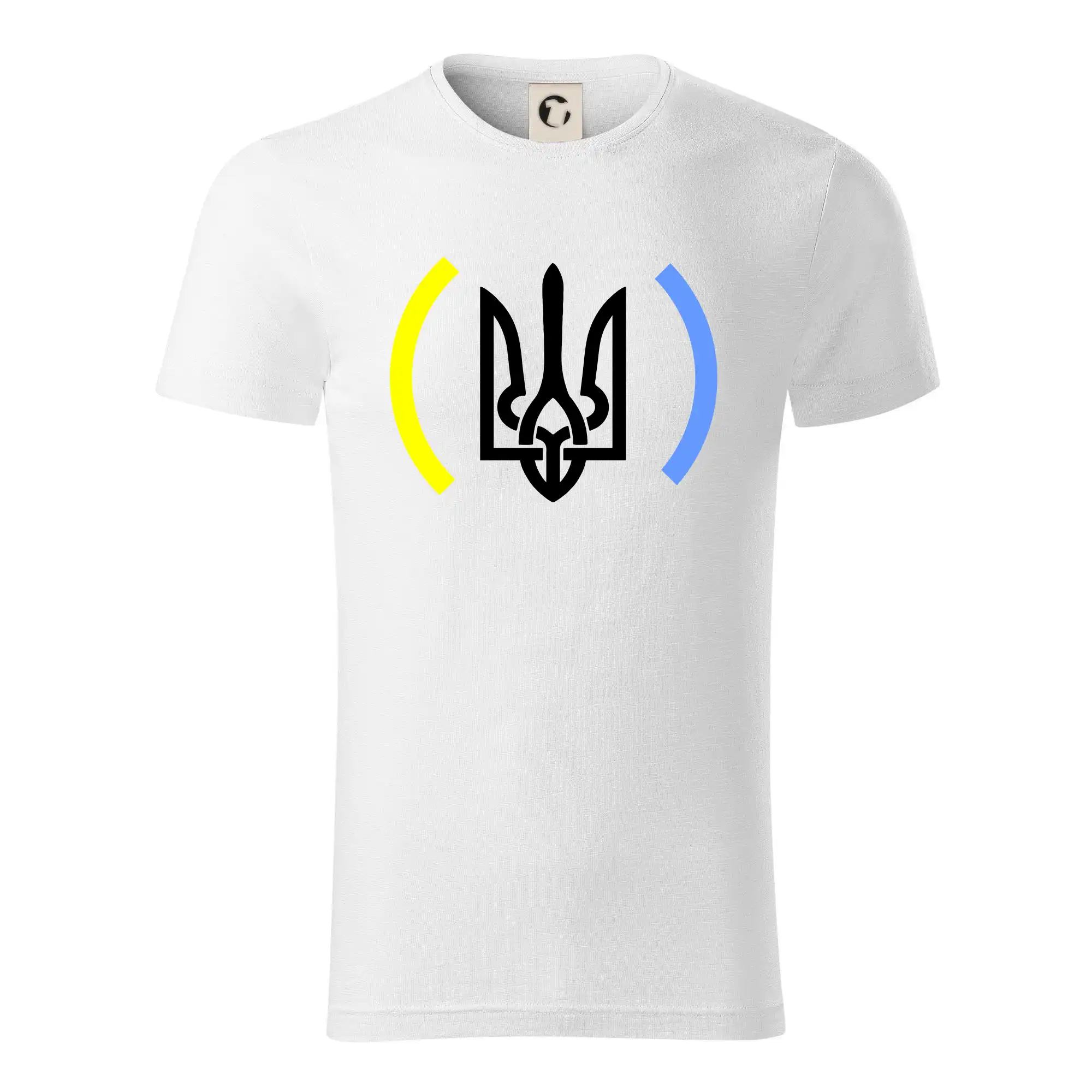 Tričká s vlajkou ukrajiny - Ukrajina trojzubec s farbami - Tričko z organickej bavlny