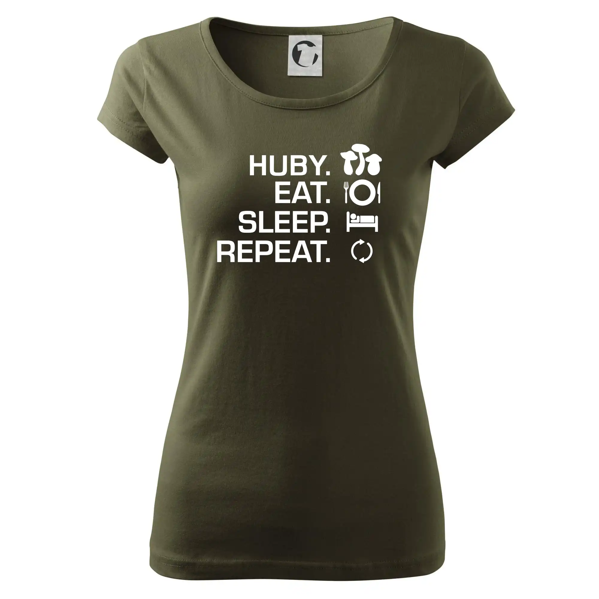 Tričká na chalupu - Huby Eat Sleep Repeat - Dámske tričko Pure