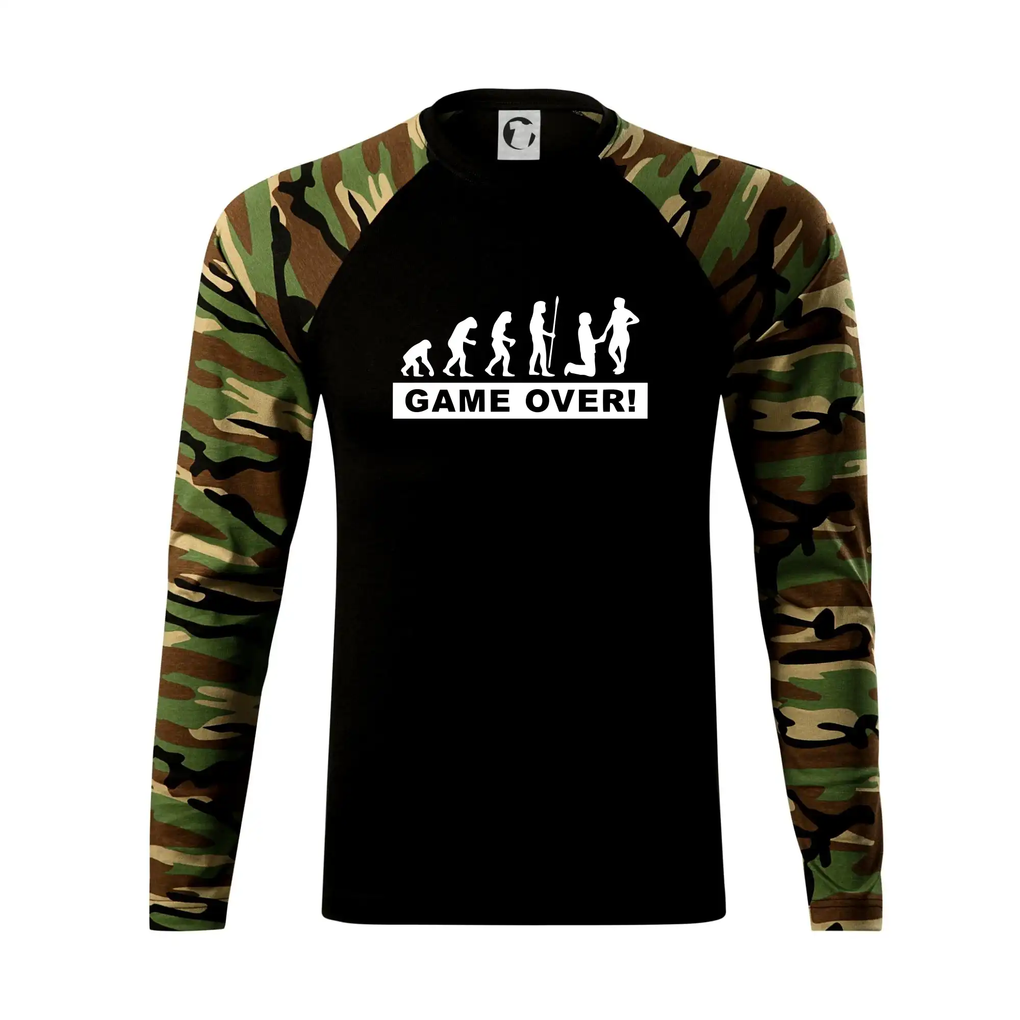Svadobné tričká - Game over evolúcia - Camouflage LS