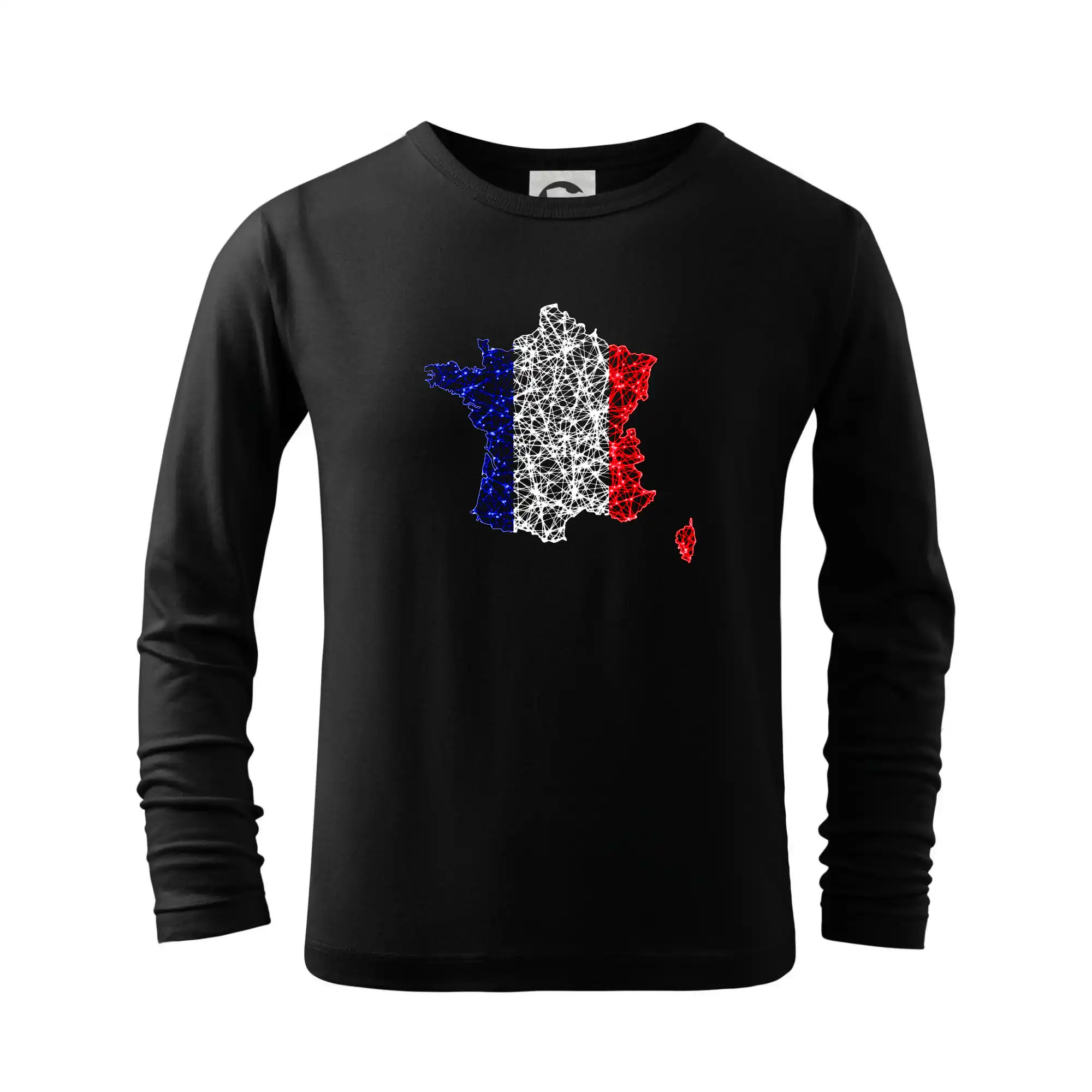 Tričká Francúzsko - Francúzska vlajka body mapa - Tričko detské Long Sleeve