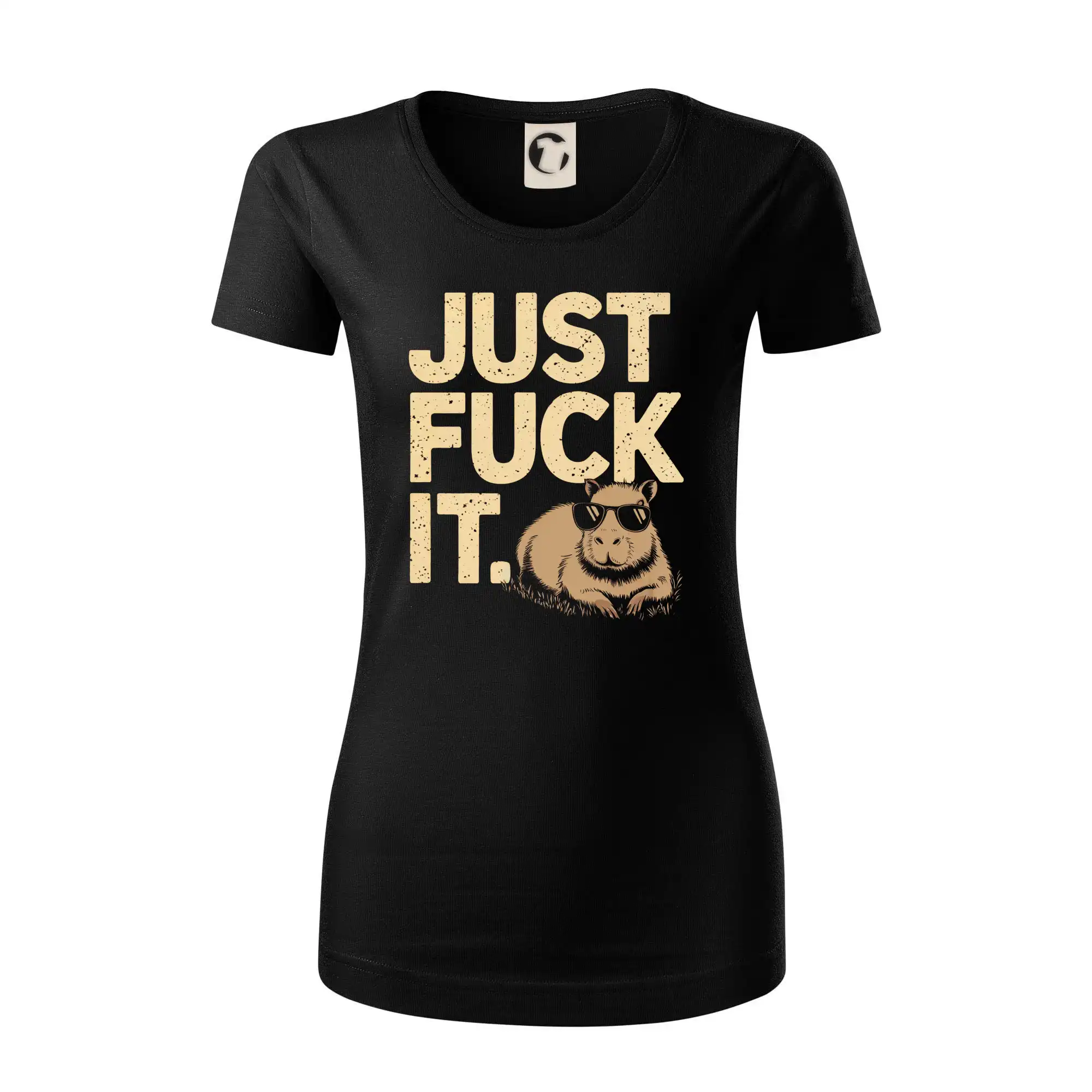 Tričká so zvieratami - Capybara Just fuck it - Dámske tričko z organickej bavlny Origin (GOTS)