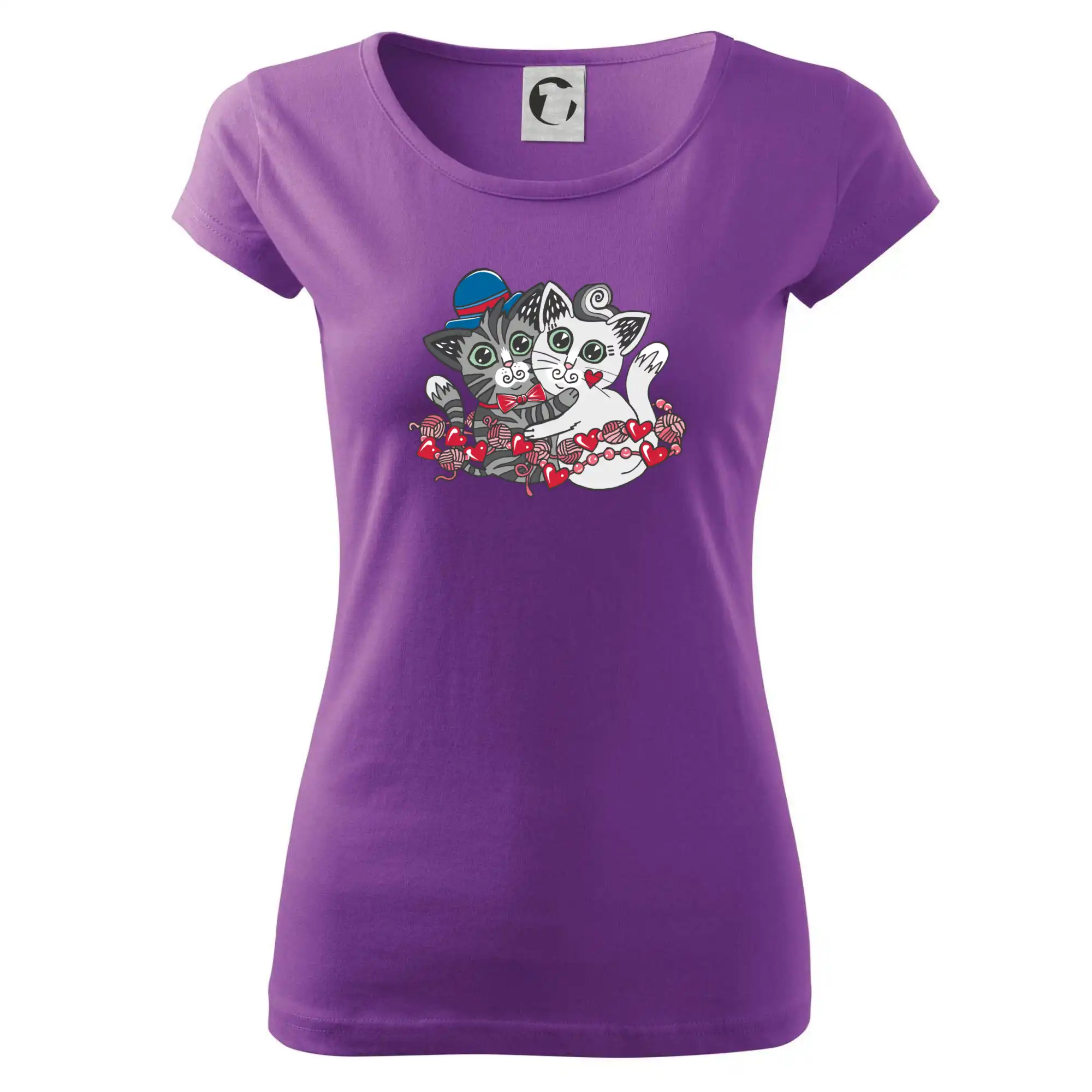 Vtipná tričká s mačkou - Mačky v objatí (Pecka design) - Dámske tričko Pure