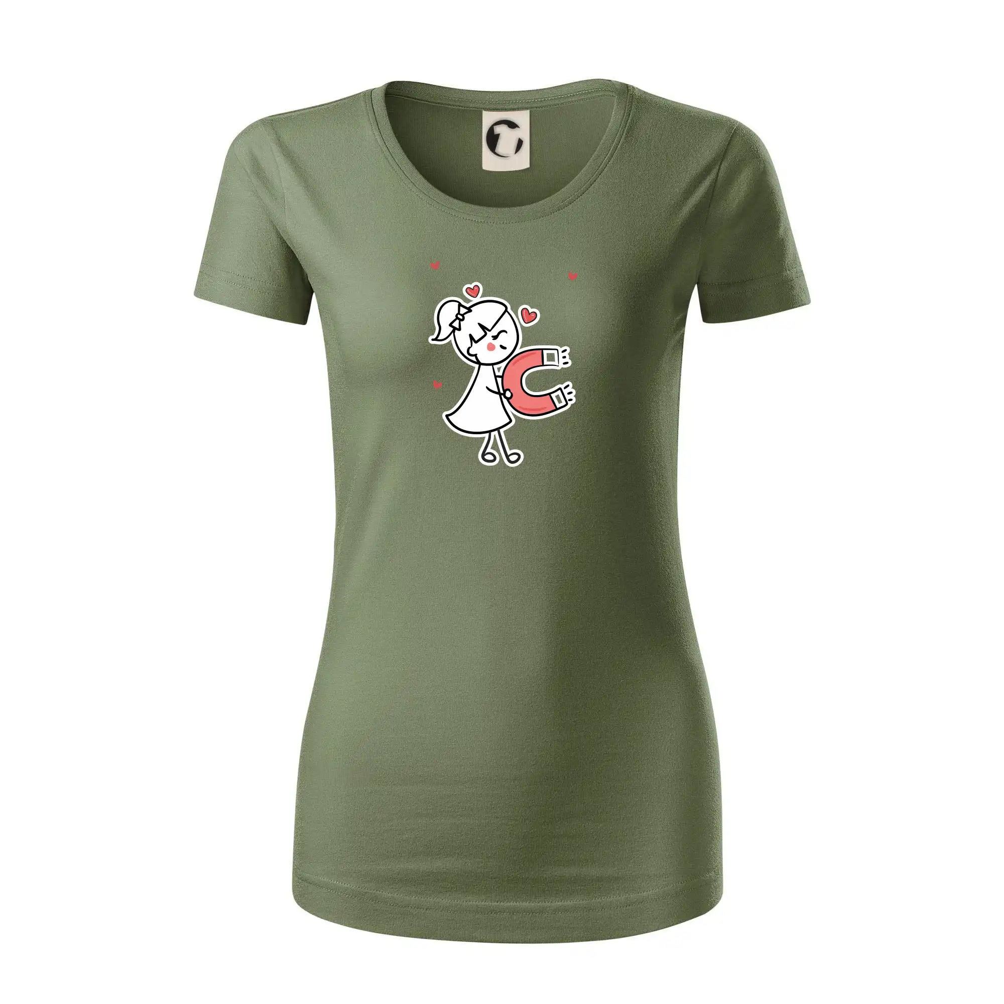 Tričká pre zamilovaných - Párový motív - panáčik a magnet - Dámske tričko z organickej bavlny Origin (GOTS)