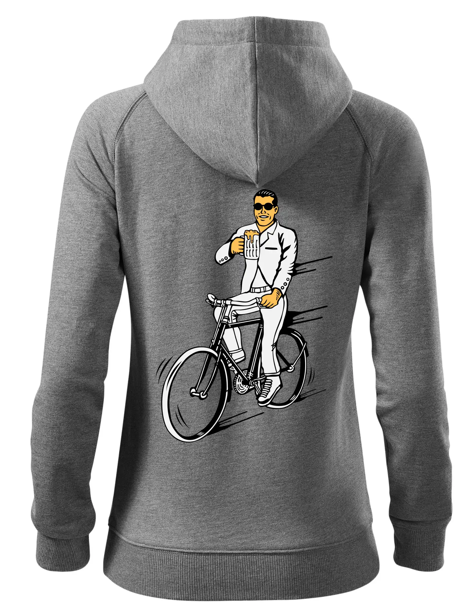 Gentleman na bicykli s pivom