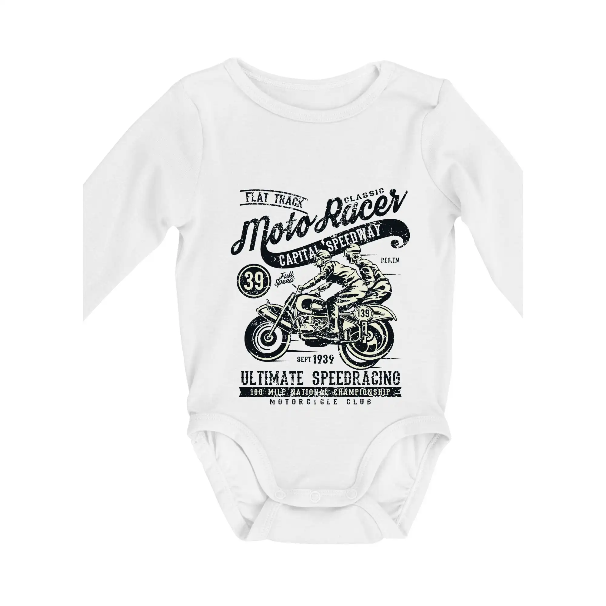 Tričká a mikiny s potlačou motoriek – pre pravých motorkárov - Moto Racer Classic - Body dojčenské s dlhým rukávom