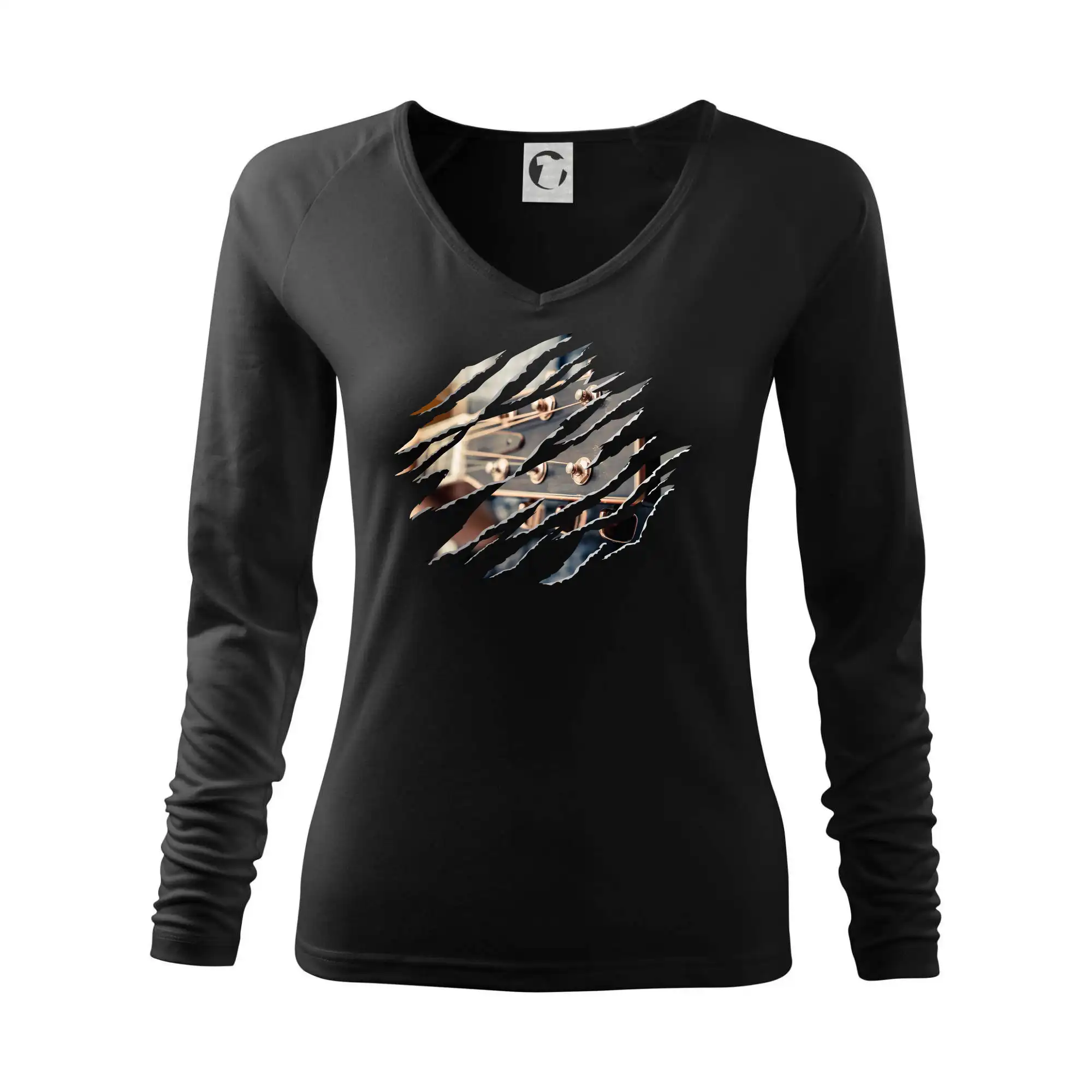 Hudobné tričká - Roztrhnuté triko - gitara krk - Tričko dámske Elegance