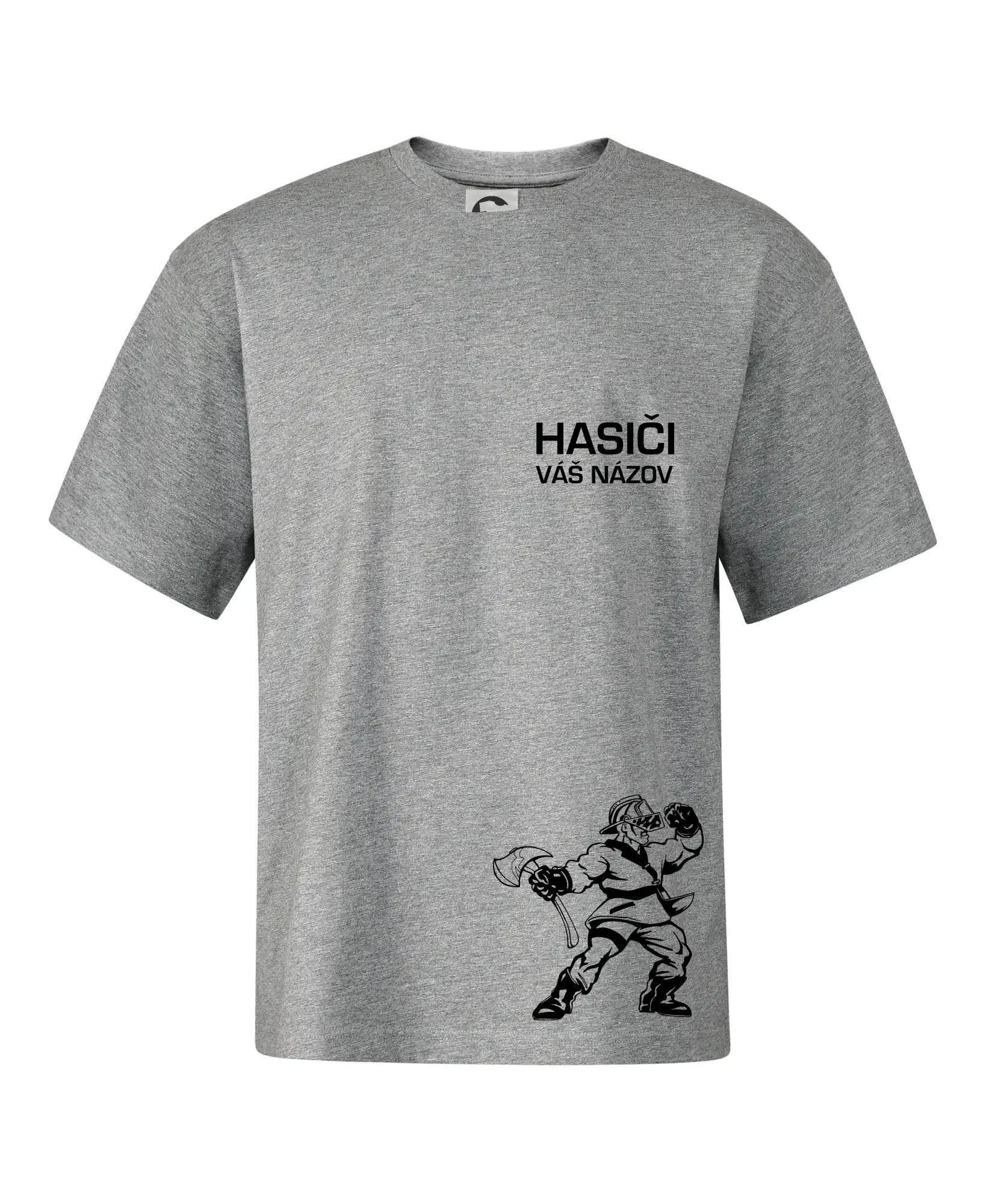 Originálne tričká pre hasičov - Hasič postava - vlastný názov - Stage unisex - OVERSIZE