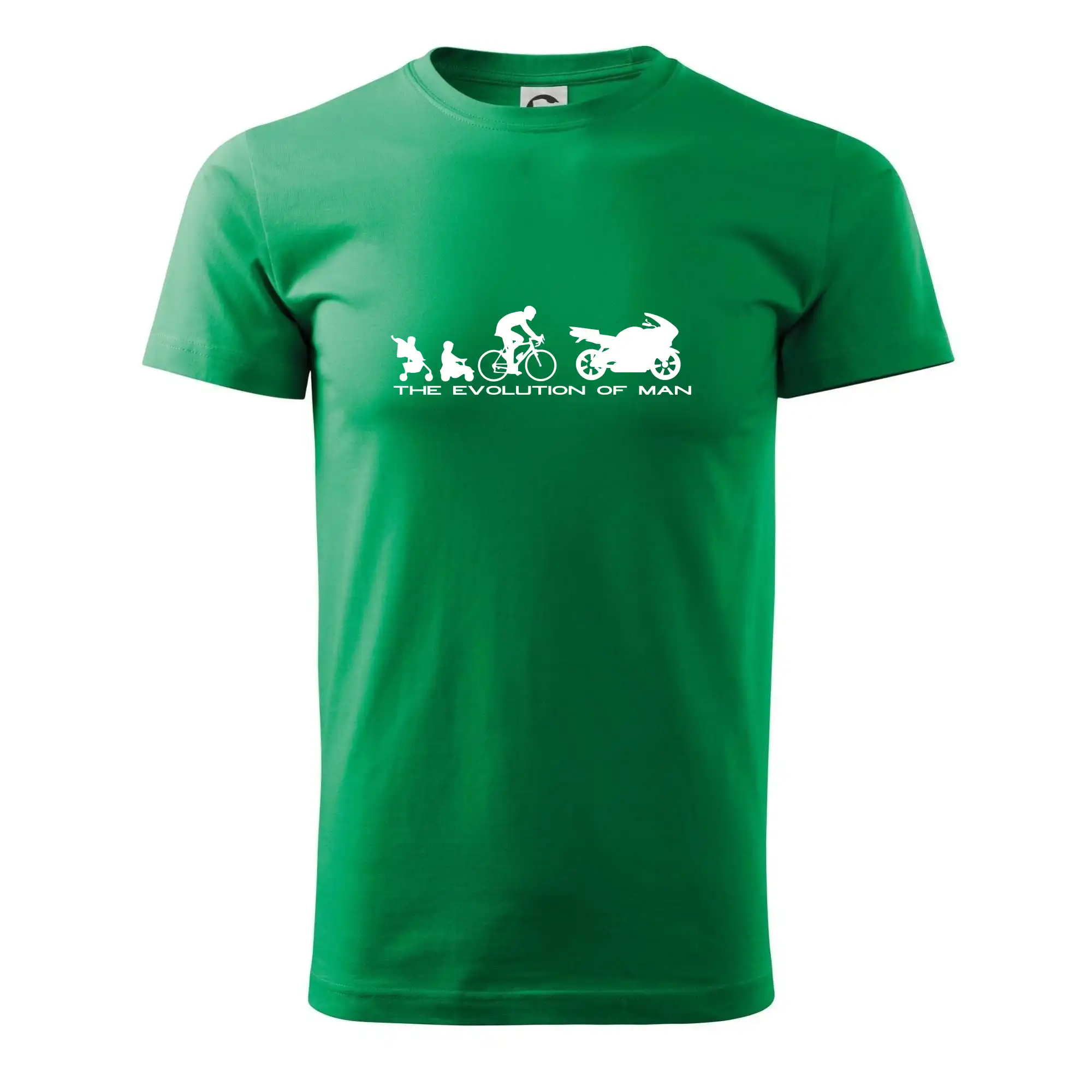 Tričko s cestnou motorkou - Evolution of man (supersport) - Klasické pánske tričko vyššej gramáže