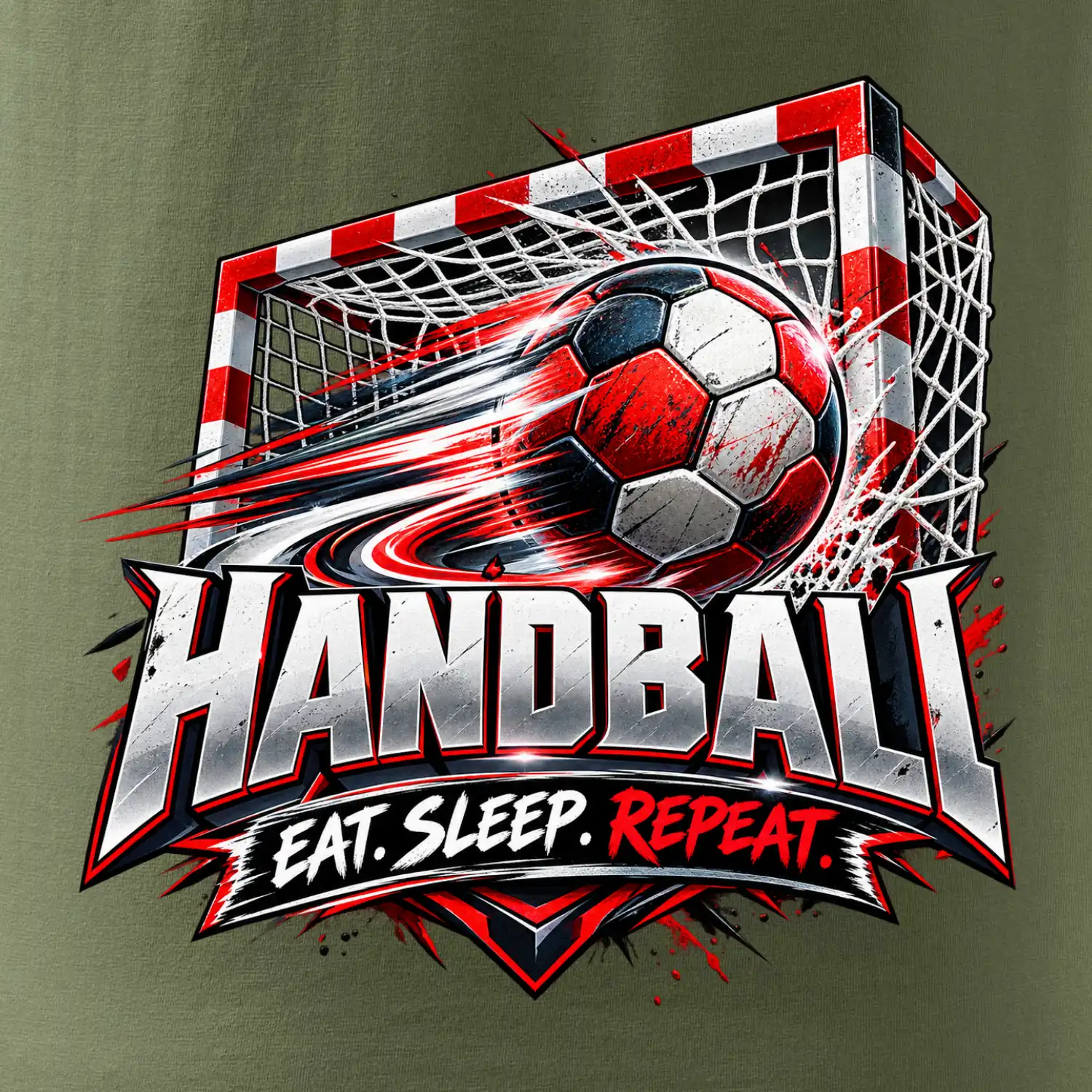 Házenkářský míč v brance eat sleep repeat