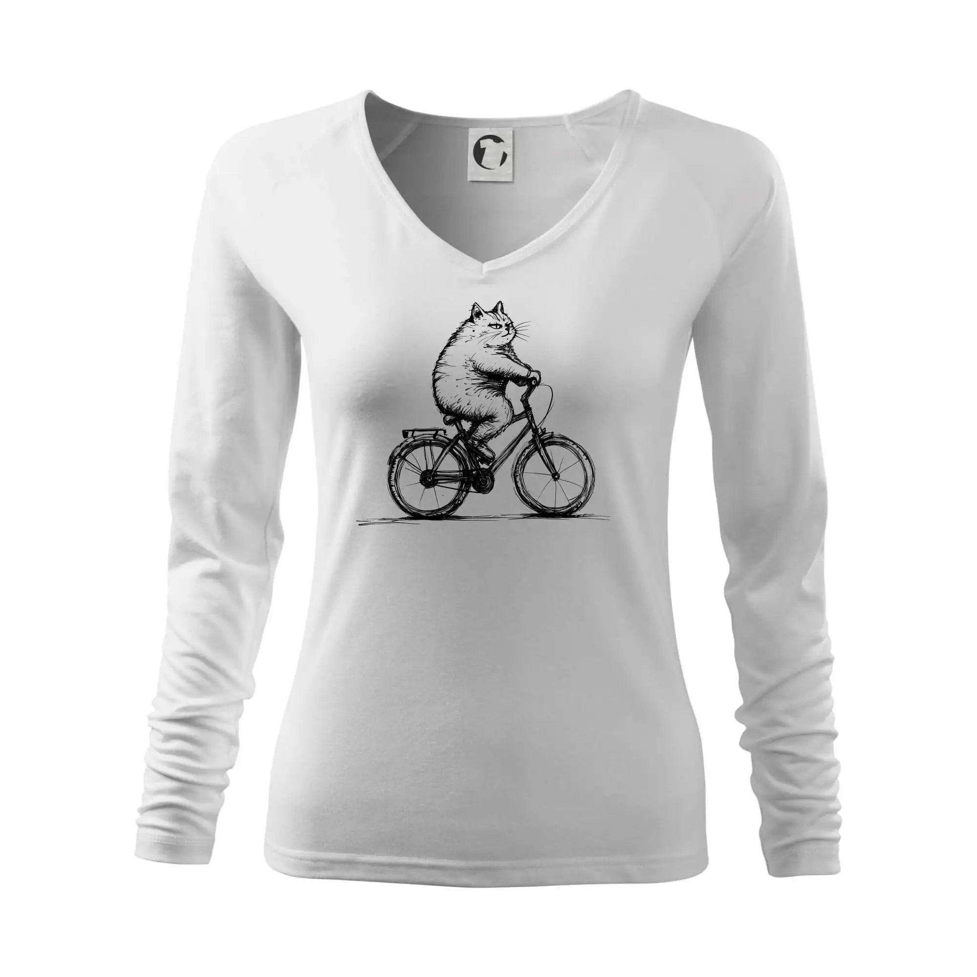 Tričko ako darček pre cyklistu - Tučná mačka na bicykli - Tričko dámske Elegance