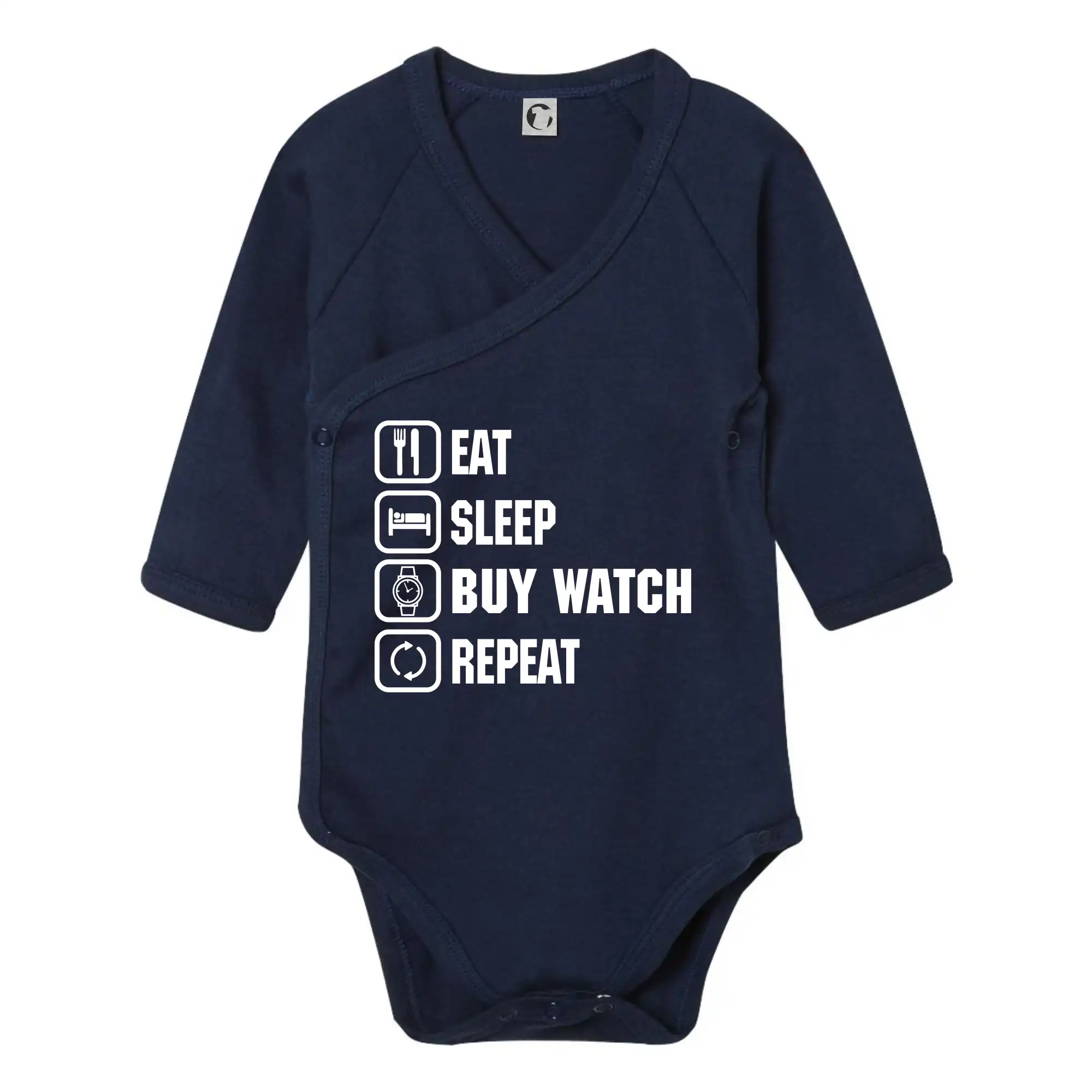 Eat sleep repeat - Eat Sleep Buy watch Repeat - Body zavinovacie s dlhým rukávom