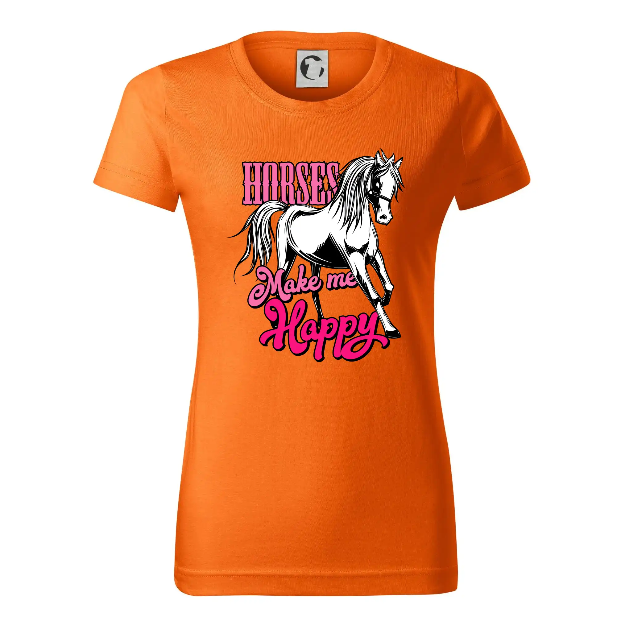 Tričká s koňmi - Horses Make me Happy - Dámske tričko basic - ľahko voľnejšie a dlhšie