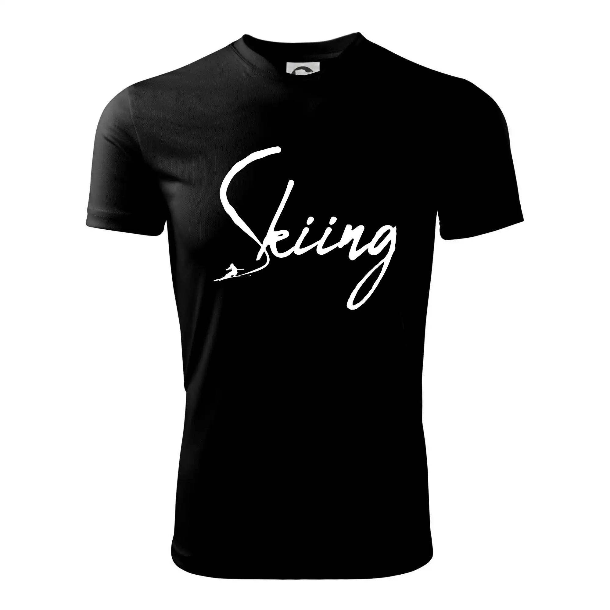 Lyže a Snowboard - Skiing nápis lyžiar - Detské tričko športové