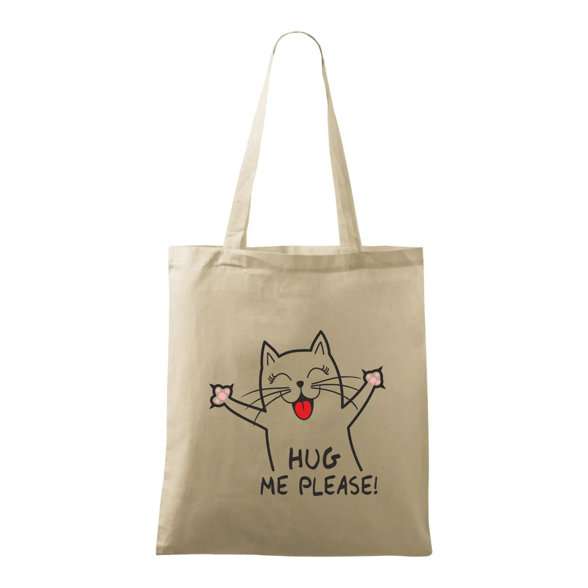 Vtipná tričká s mačkou - Mačka hug me please - Taška bavlnená