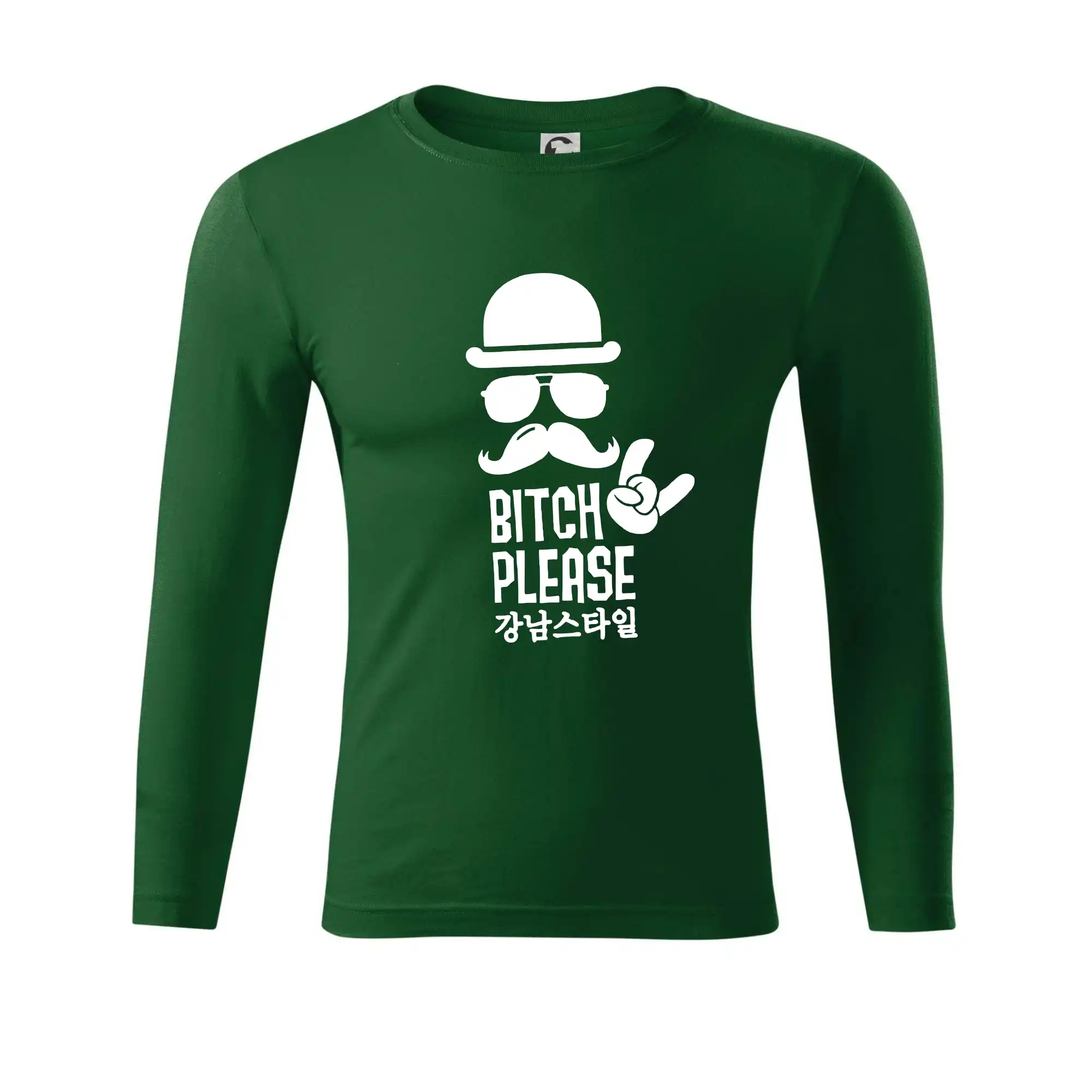 Tričká s fúzikmi - Bitch please! Mustache - Tričko Progress s dlhým rukávom