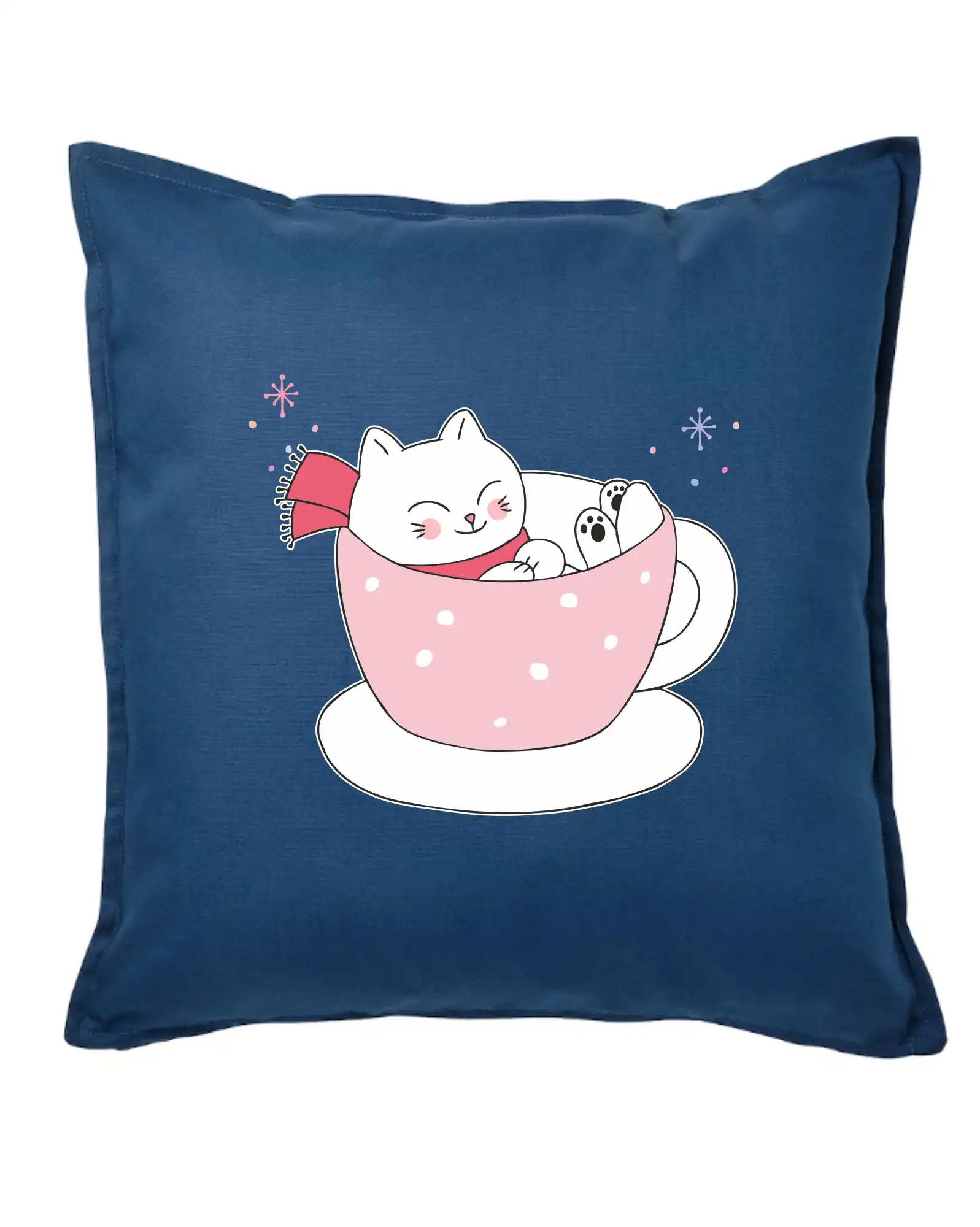 Vtipná tričká s mačkou - Vianočná mačka v hrnčeku - Vankúš 50x50