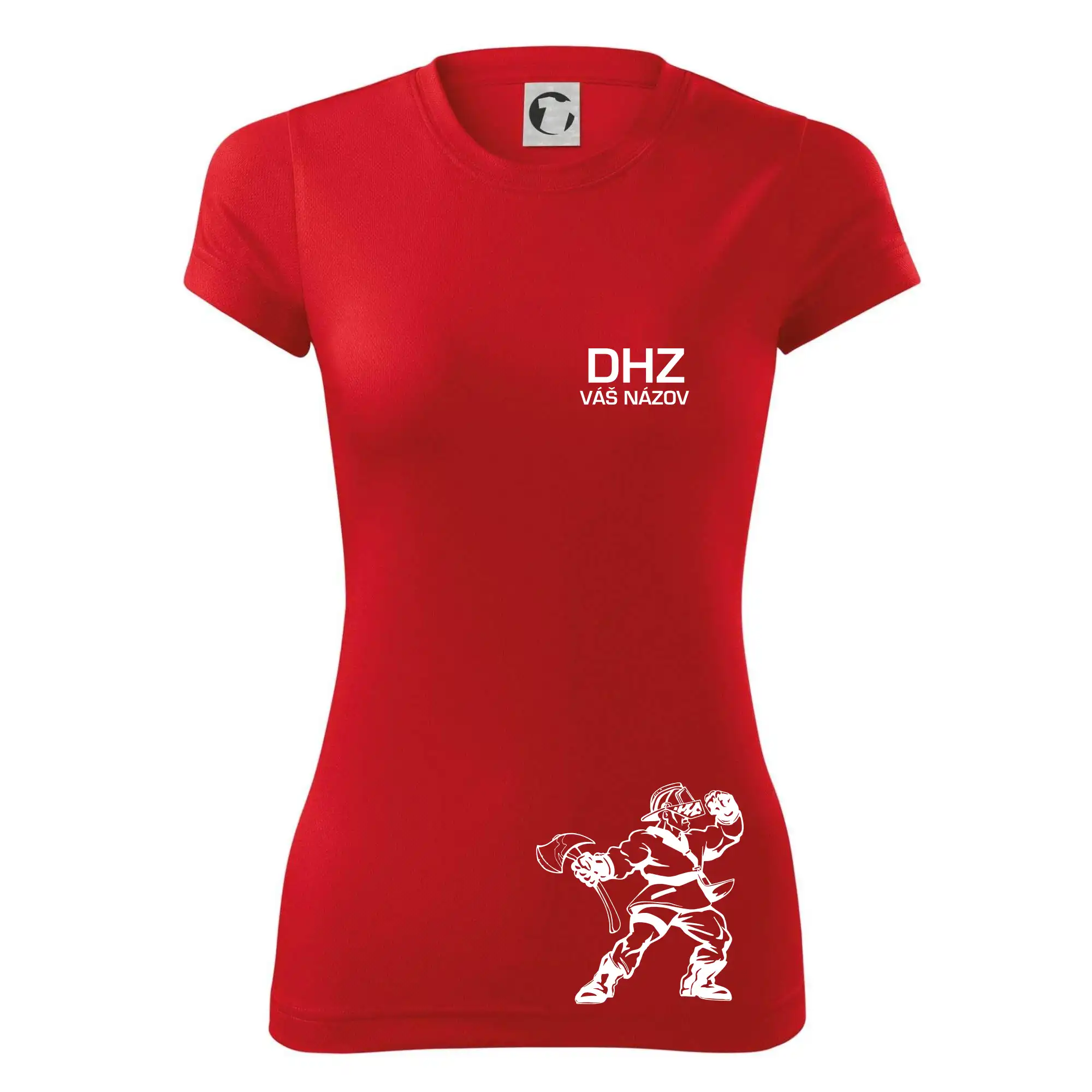 Originálne tričká pre hasičov - DHZ postava - vlastný názov - Dámske Fantasy športové (dresovina)