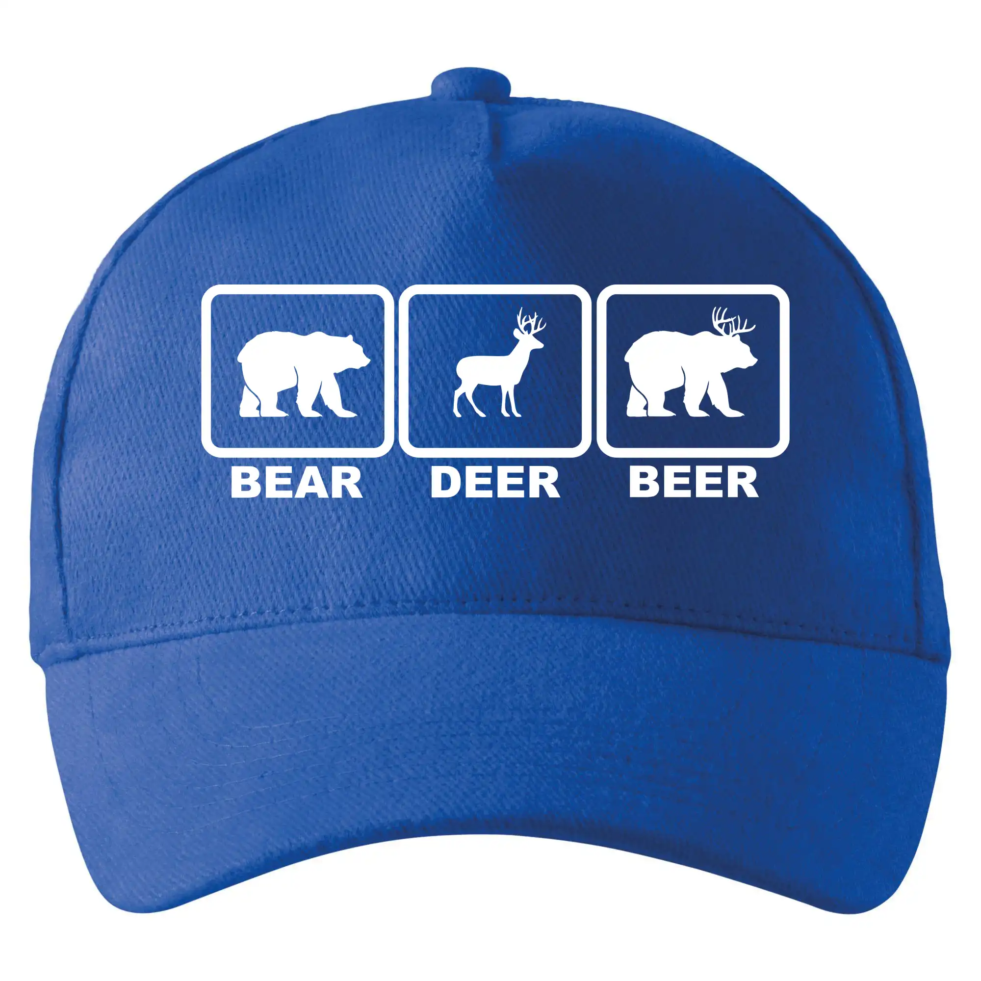 Vtipná tričká pre pivárov - Bear - Deer - Beer - Šiltovka so zahnutým šiltom a mosaznou sponou